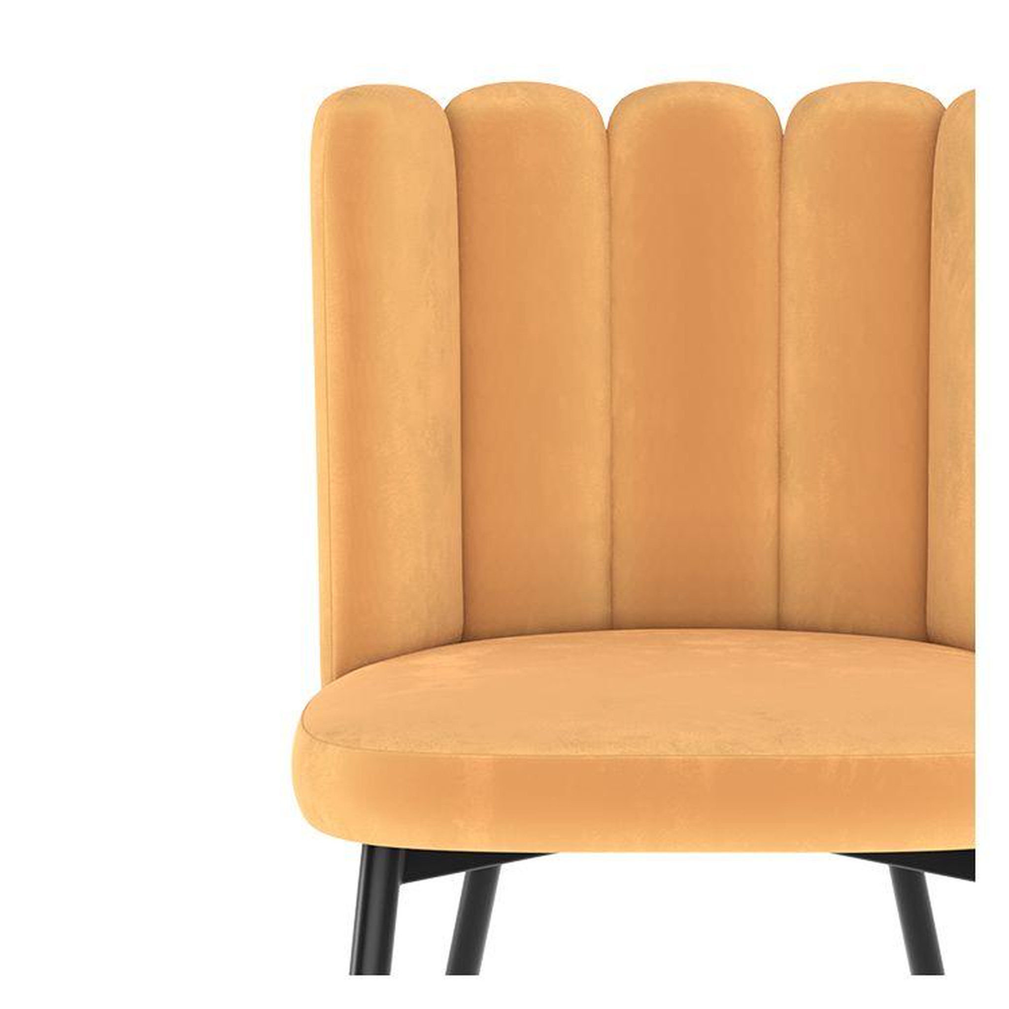 Voir la diapositive 6 : MAISON PAVANE Lot de 2 chaises en velours jaune et pieds en métal-rosy