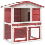 VIDAXL Clapier d'exterieur 3 portes Rouge Bois