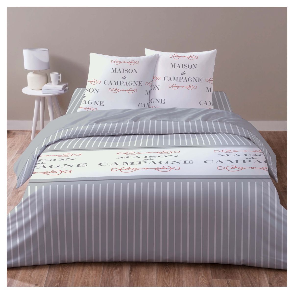 Parure housse de couette fantaisie en microfibre MAISON DE CAMPAGNE