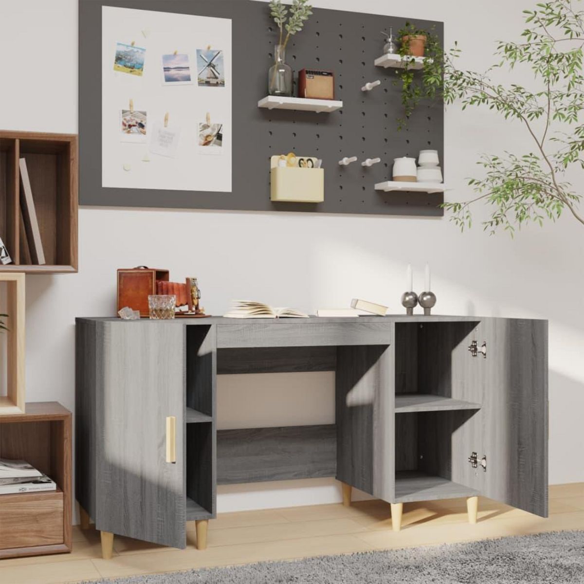 VIDAXL Bureau Sonoma gris 140x50x75 cm Bois d'ingenierie