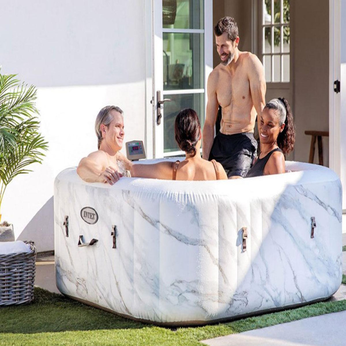 INTEX Spa gonflable PureSpa Calacatta carré Bulles 4 places - Intex