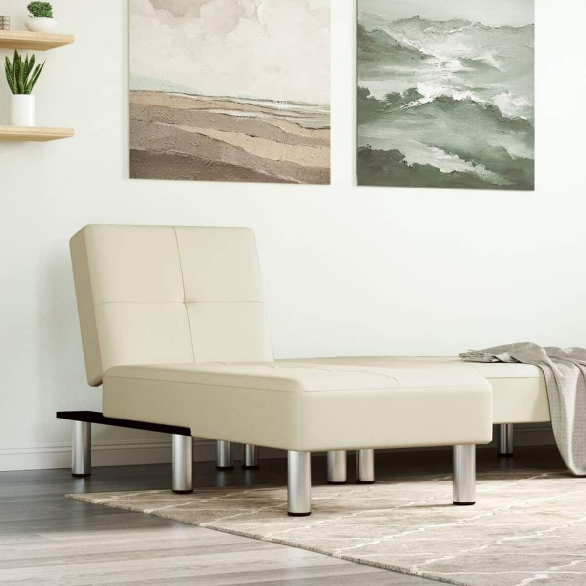 VIDAXL Chaise longue creme similicuir