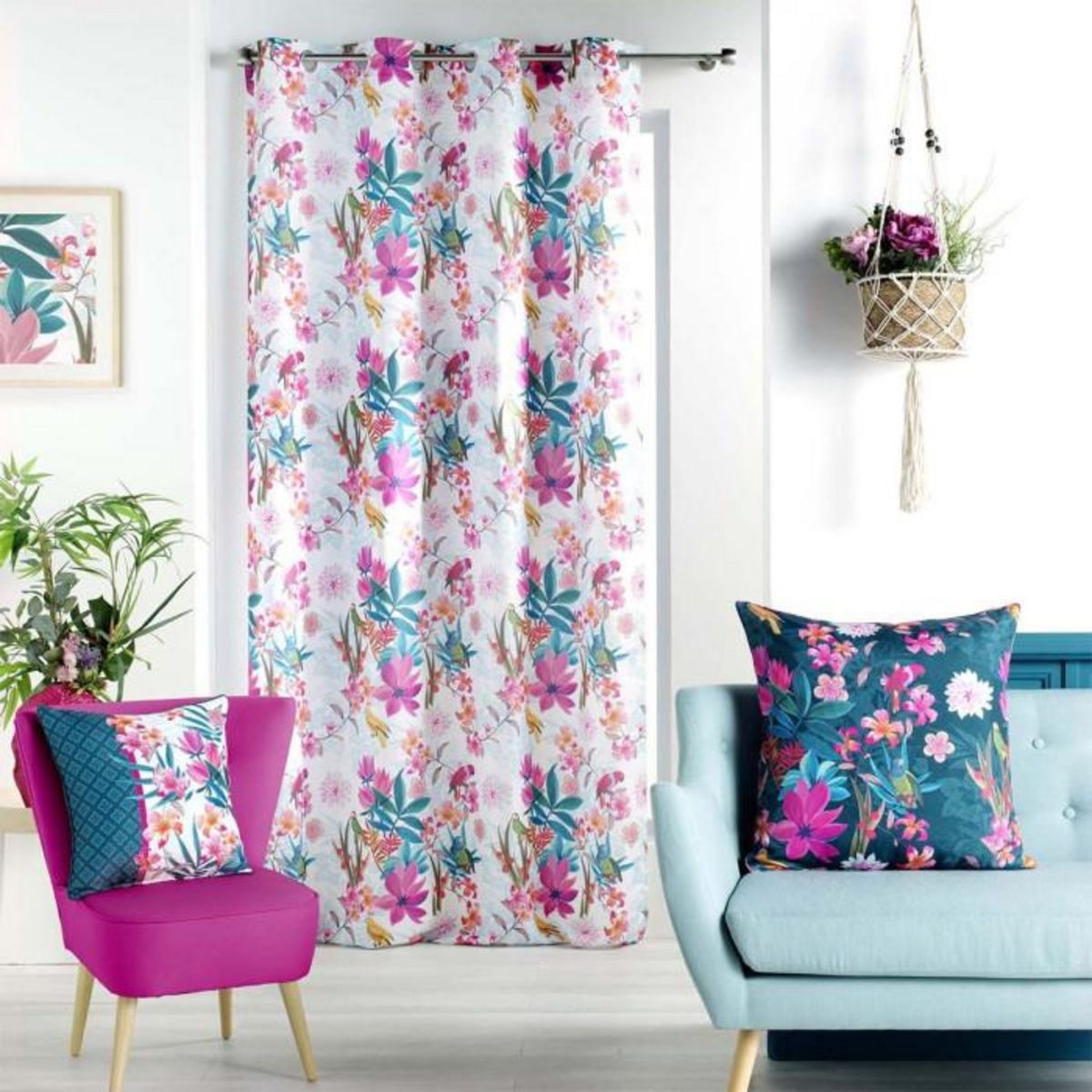 Paris Prix Rideau à Œillets Imprimé  Exotic Paradise  140x260cm Multicolore