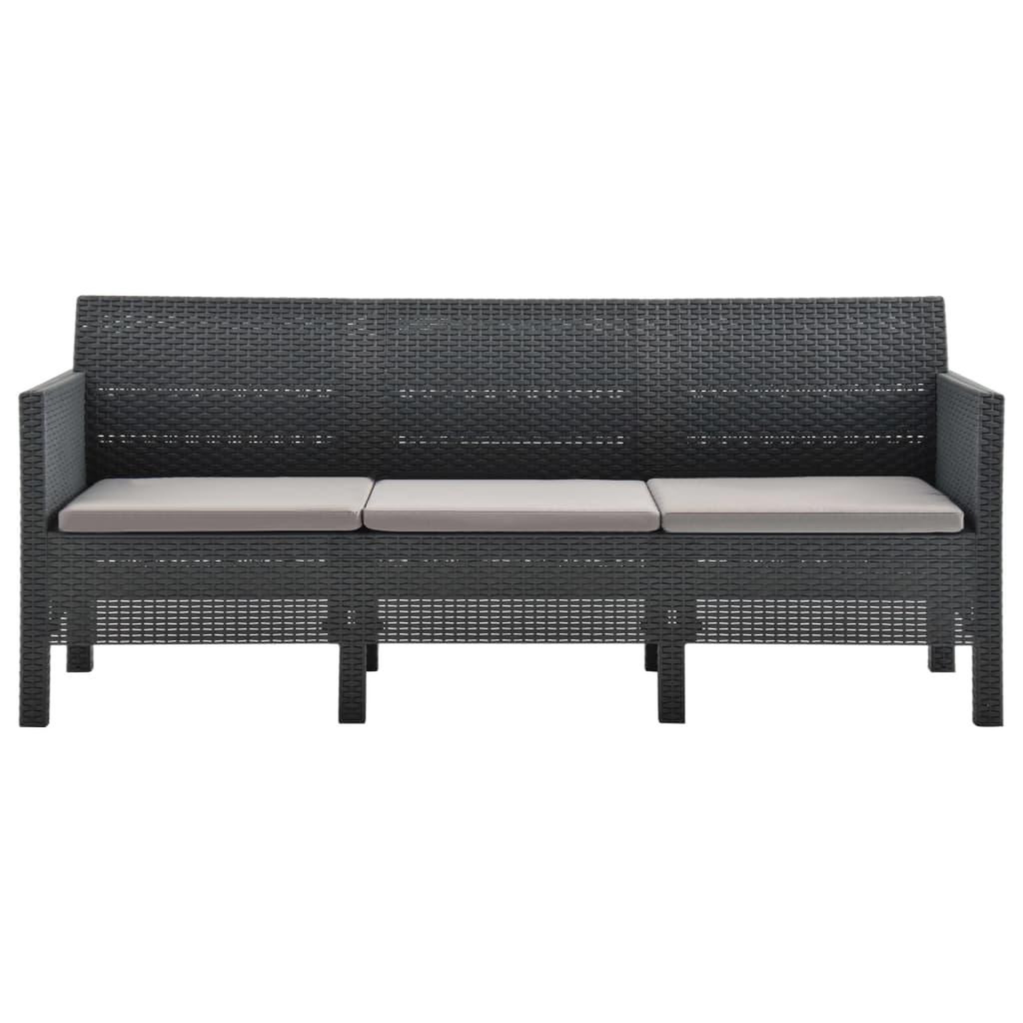 Voir la diapositive 5 : VIDAXL Salon de jardin 2 pcs avec coussins pp rotin anthracite