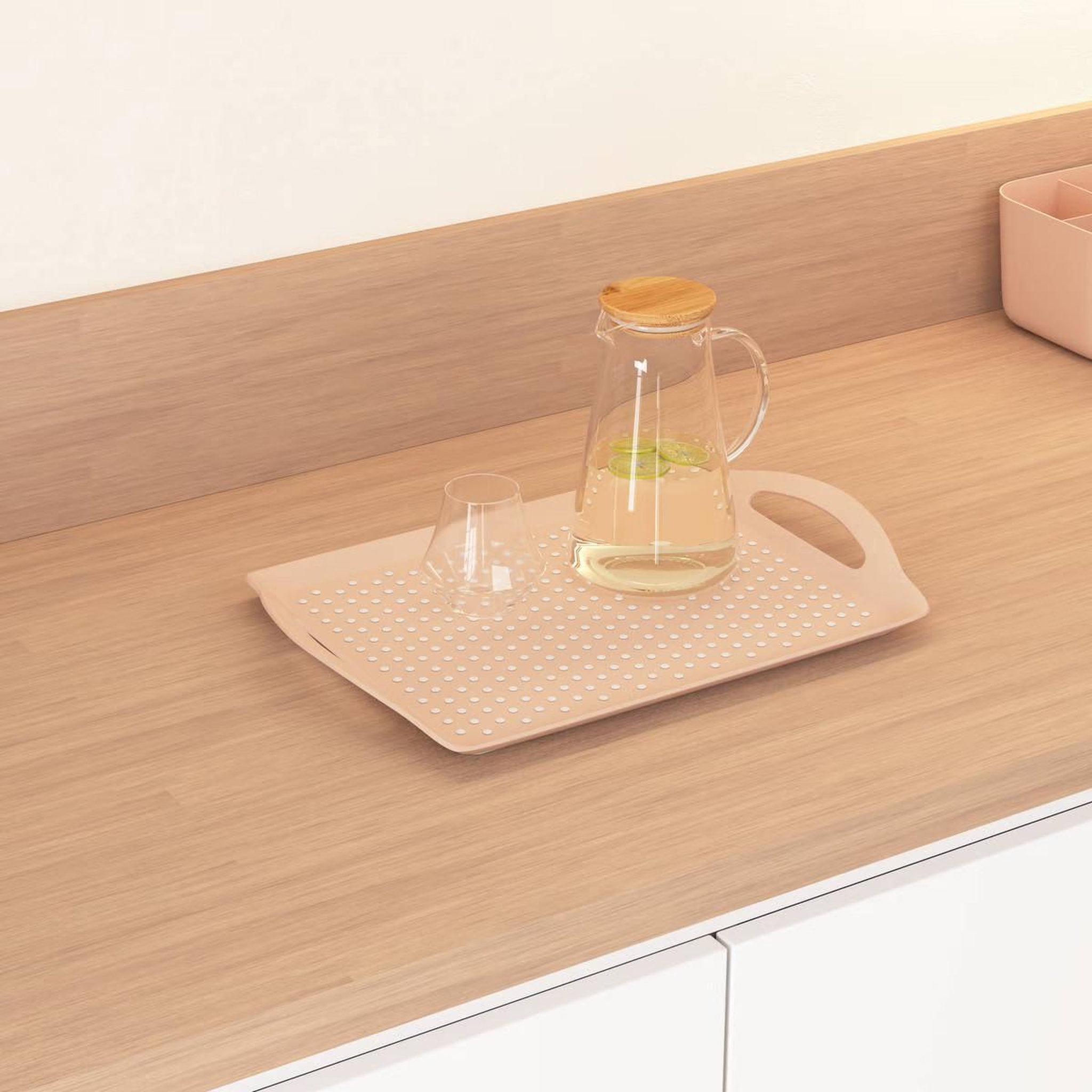 Voir la diapositive 3 : FIVE Plateau de service anti-dérapant  poly  45cm rose