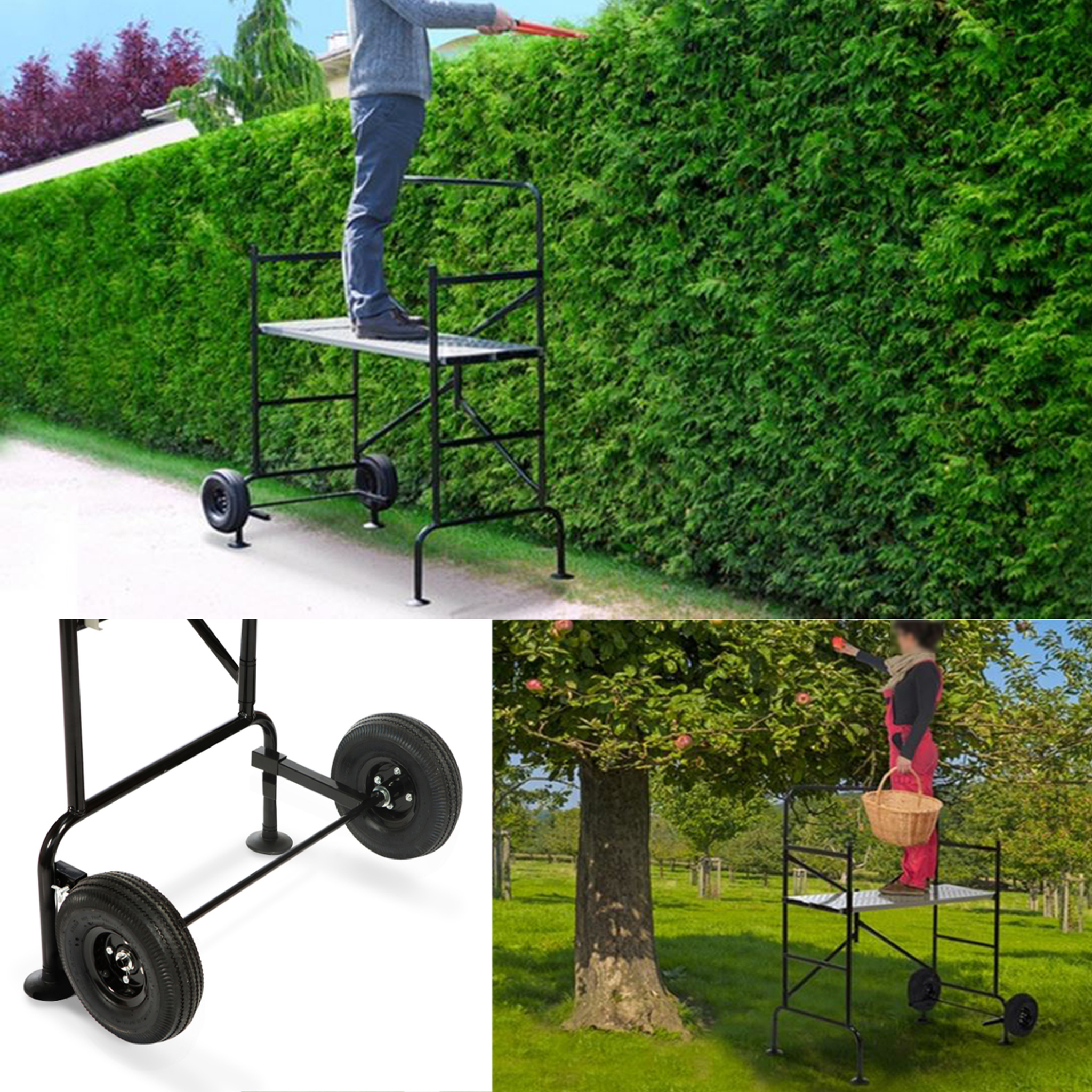 Voir la diapositive 4 : ID MARKET Echafaudage mobile sur roues l.140xl.78xh.135 cm avec 2 plateformes