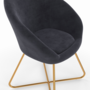 Voir la diapositive 6 : ID MARKET Fauteuil rond ANGELINA gris en velours pieds croisés dorés