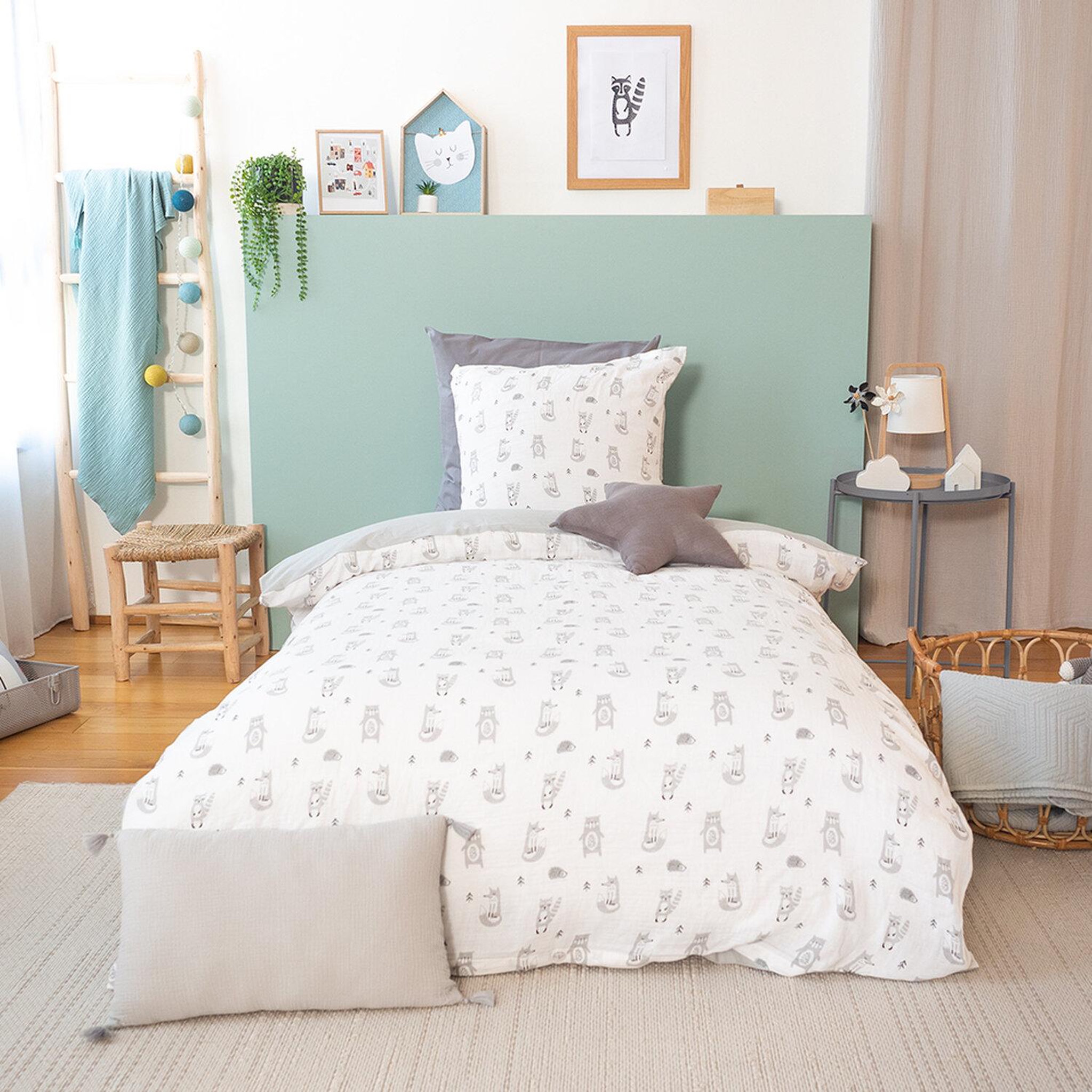 Voir la diapositive 5 : Home collection Parure housse de couette 2pcs 140x200cm 100%gaze de coton 57fils foret