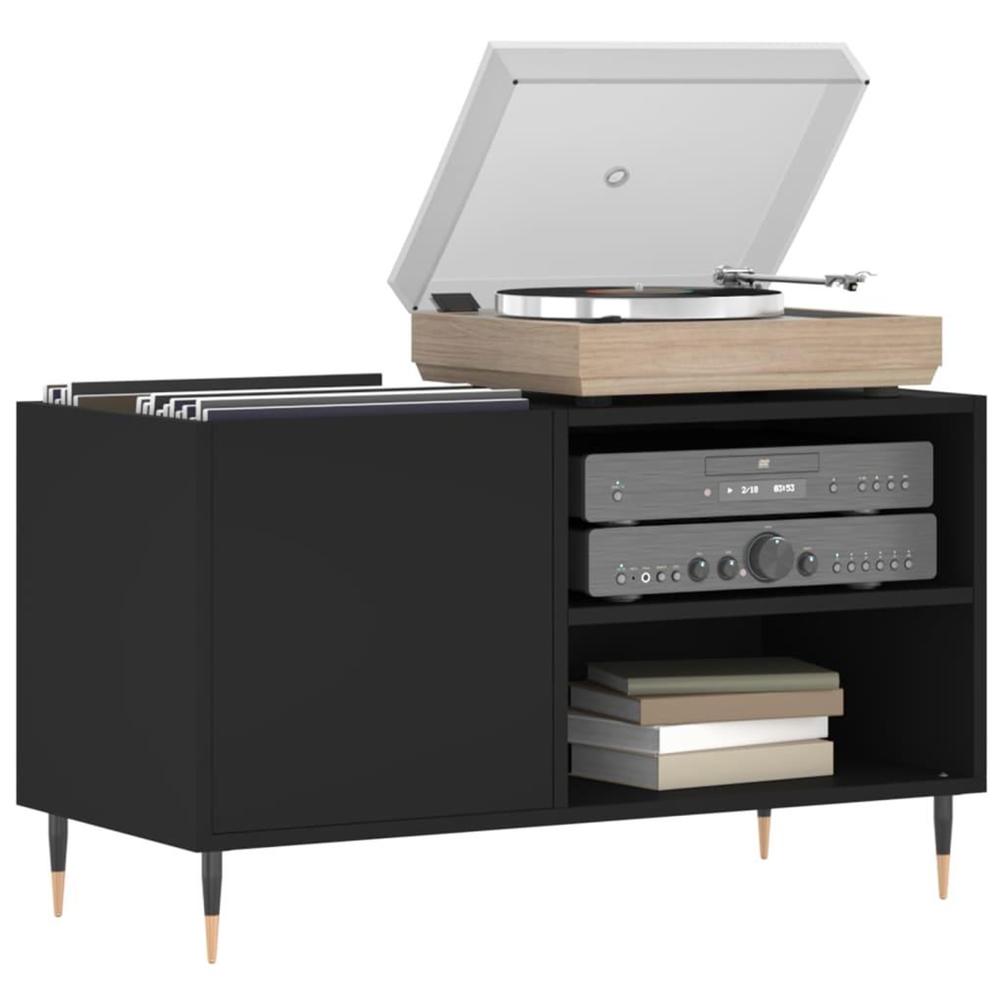 Voir la diapositive 3 : VIDAXL Armoire a disques noir 85x38x48 cm bois d'ingenierie