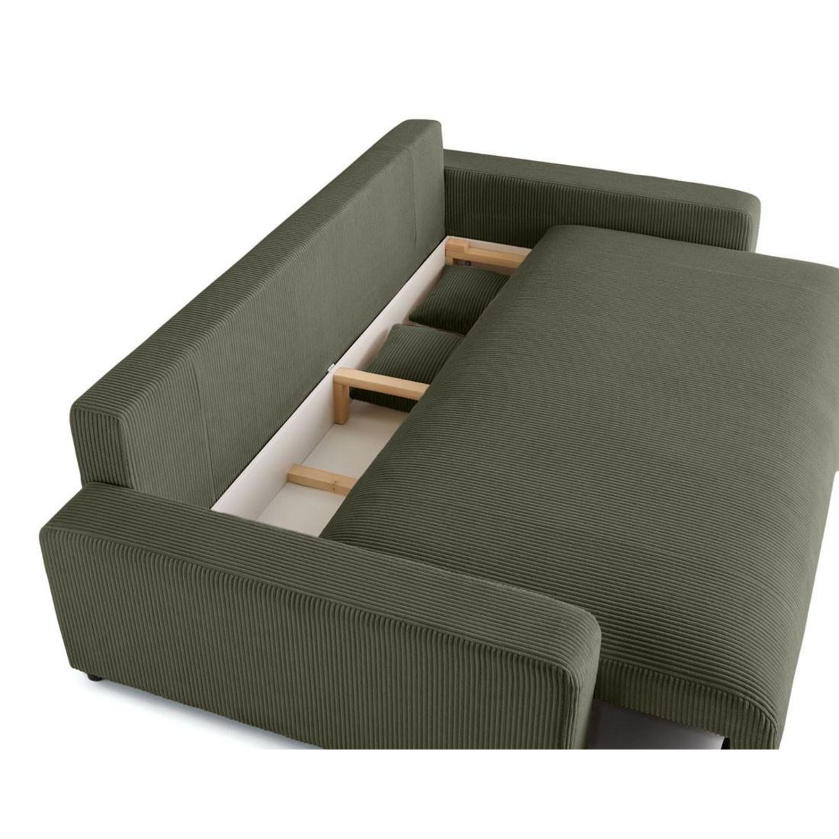 LISA DESIGN Pivoine - canapé droit 3 places - convertible avec coffre - en velours côtelé