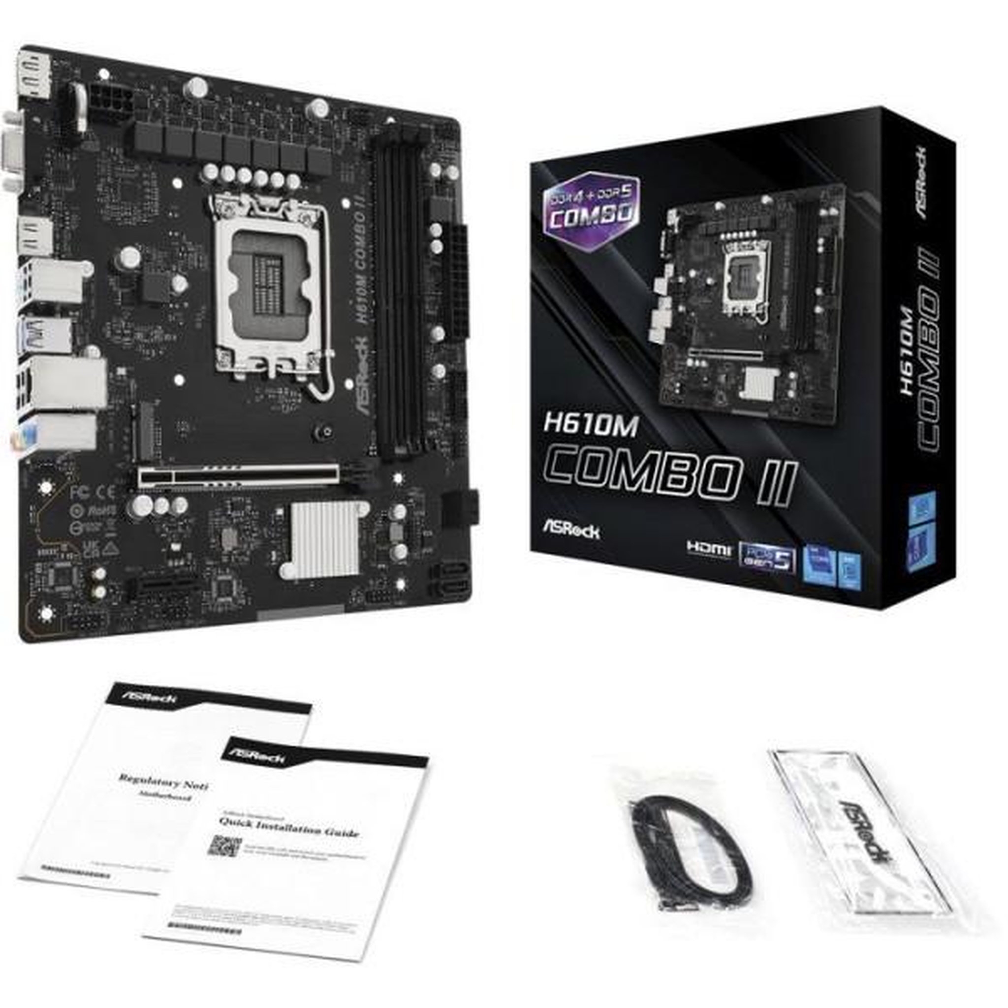 Voir la diapositive 4 : ASRock Carte mere - ASROCK - H610M Combo II - Socket LGA1700 - DDR4/DDR5 - Micro-ATX