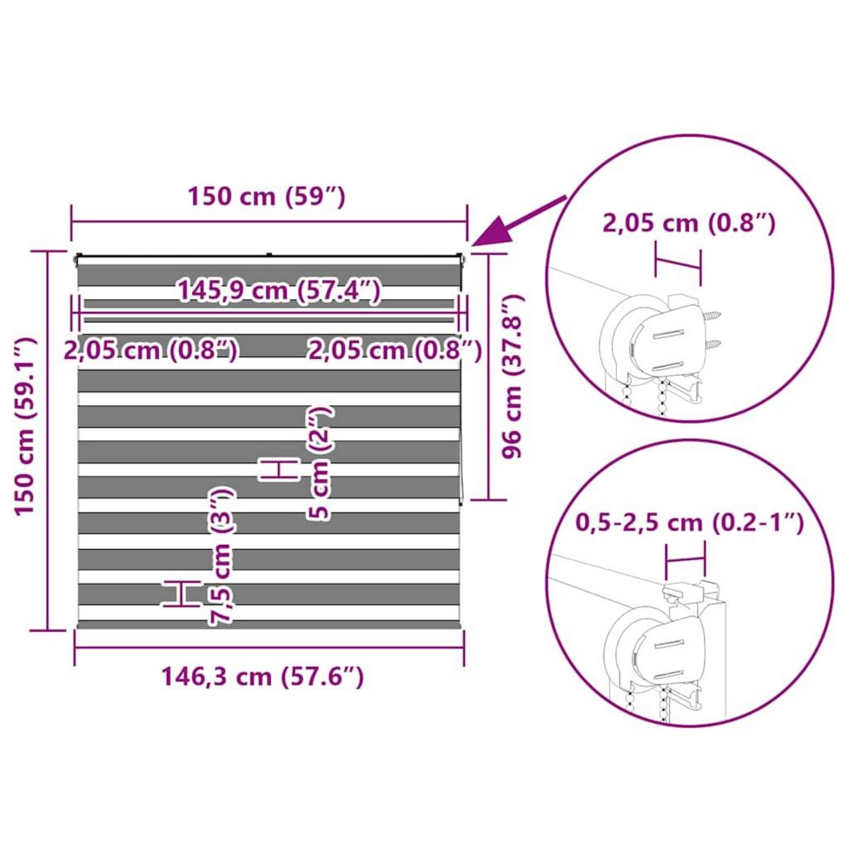 VIDAXL Store zebre marron 150x150cm largeur du tissu 145,9cm polyester