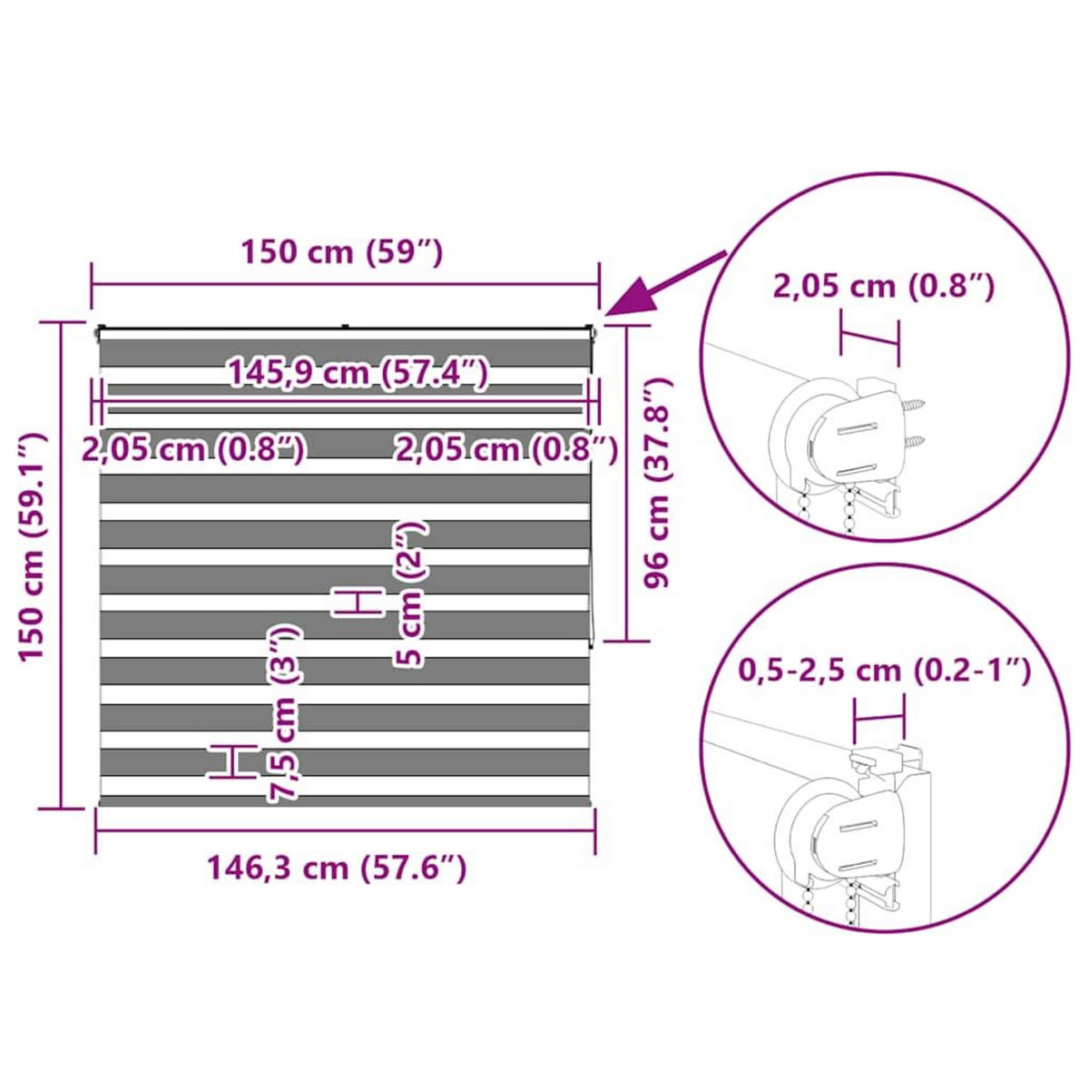 VIDAXL Store zebre marron 150x150cm largeur du tissu 145,9cm polyester