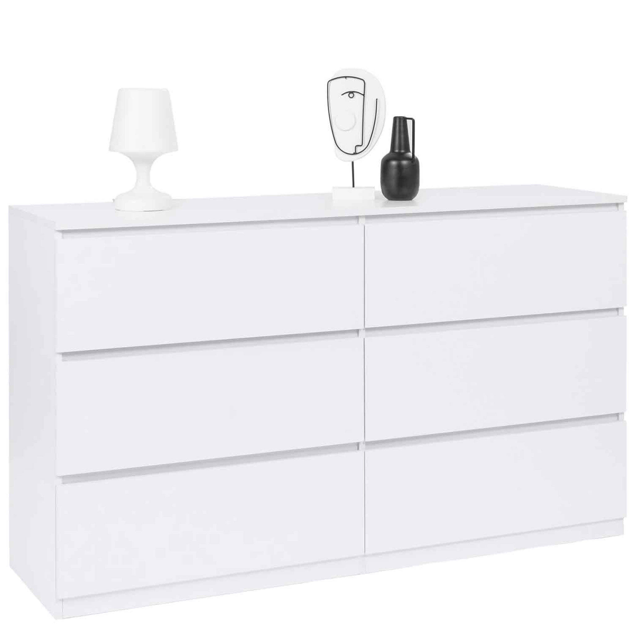 ID MARKET Commode 6 tiroirs tomi xxl 140 cm bois blanc