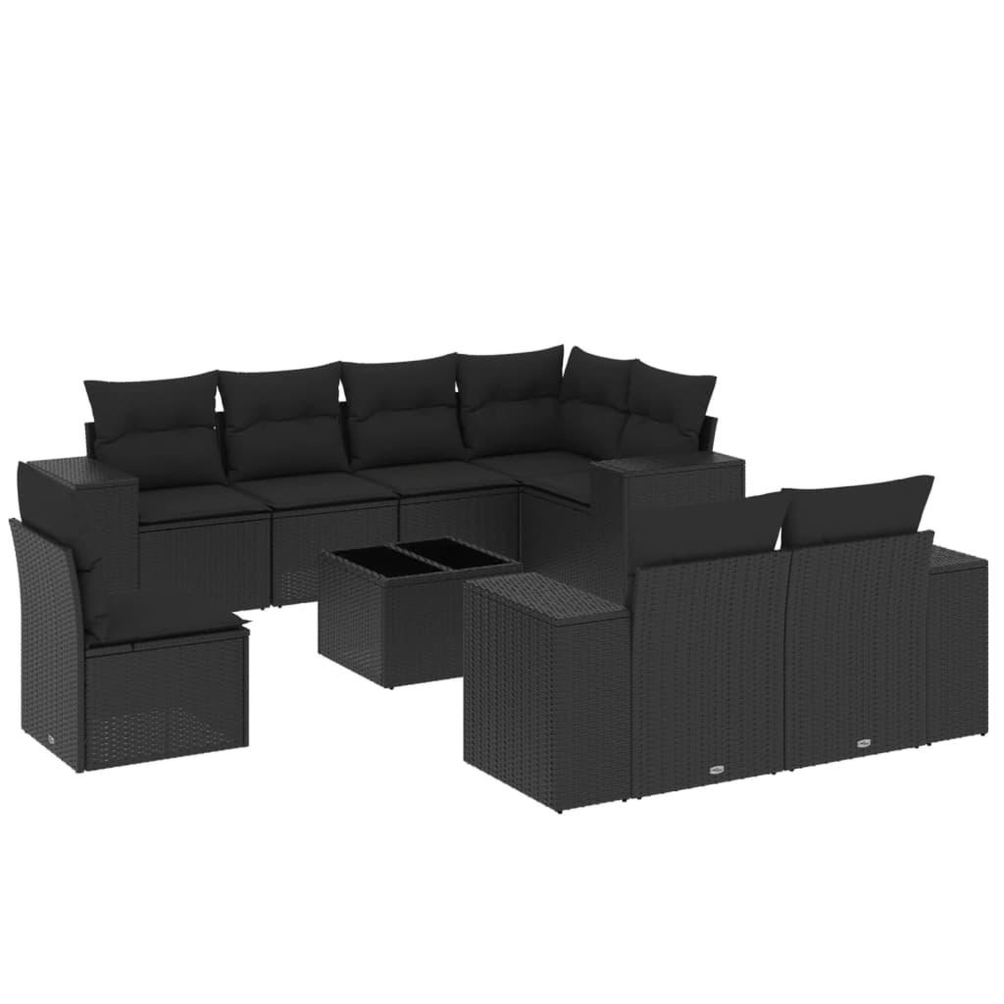 Voir la diapositive 2 : VIDAXL Salon de jardin 9 pcs avec coussins noir resine tressee