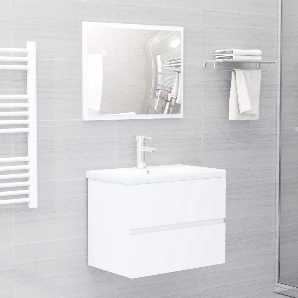 VIDAXL Armoire d'evier avec lavabo integre blanc bois d'ingenierie