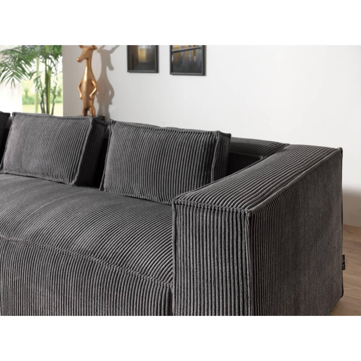 LISA DESIGN Stella - canapé d'angle - en velours côtelé - 4 places -style contemporain - gauche