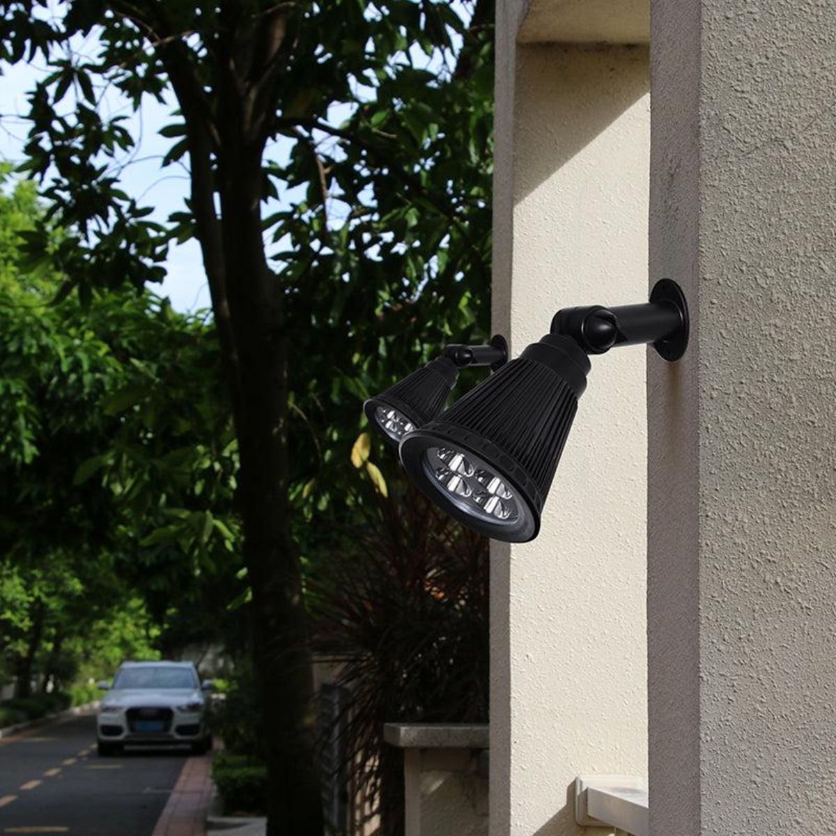 Lumisky Double spot solaire relié FAMILY SPIKY Noir Plastique 100LM