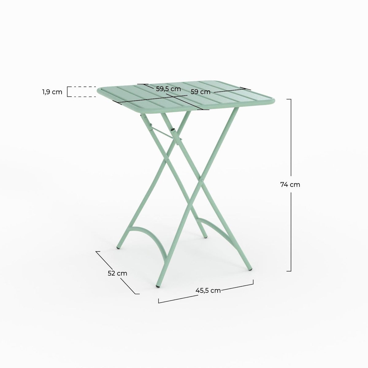 Rendez vous déco Table de jardin pliante en métal vert clair 2 personnes-Yumi