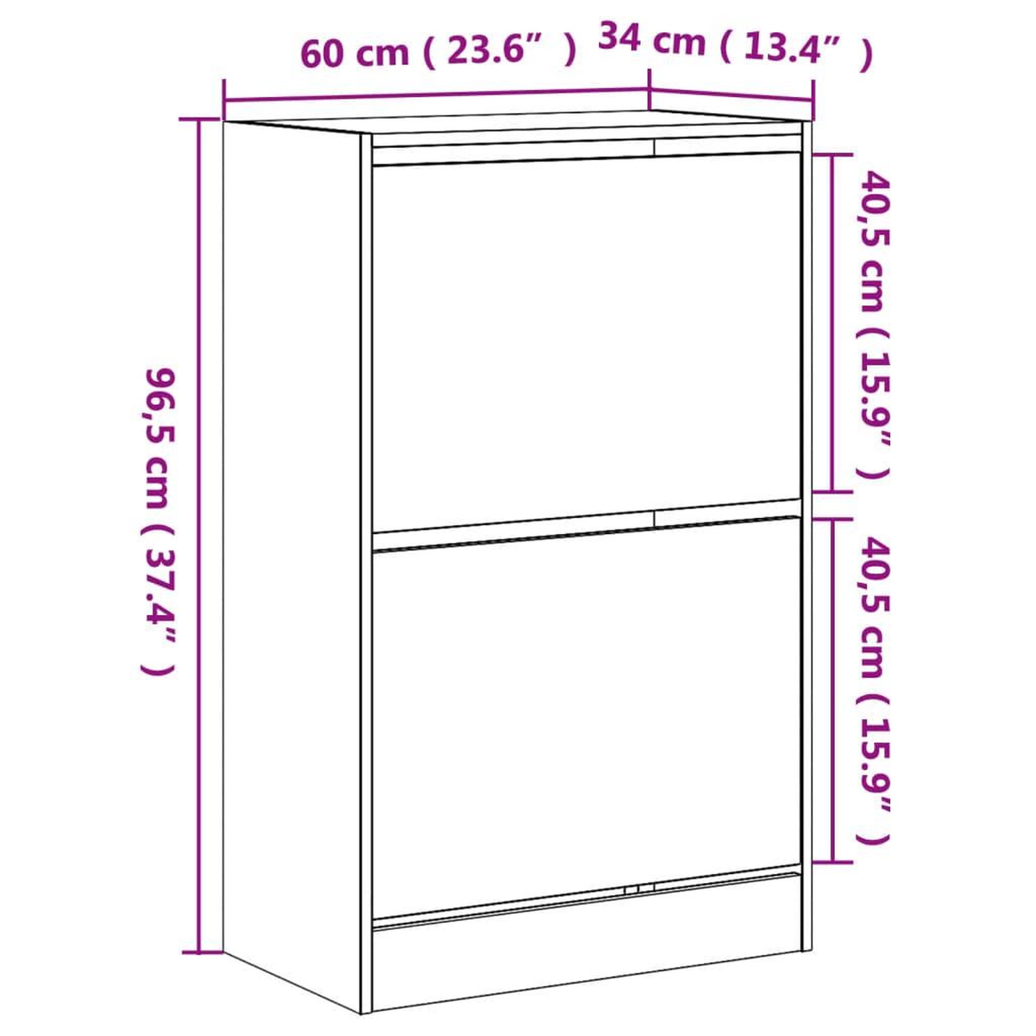 Voir la diapositive 6 : VIDAXL Armoire a chaussures chene fume 60x34x96,5 cm bois d'ingenierie