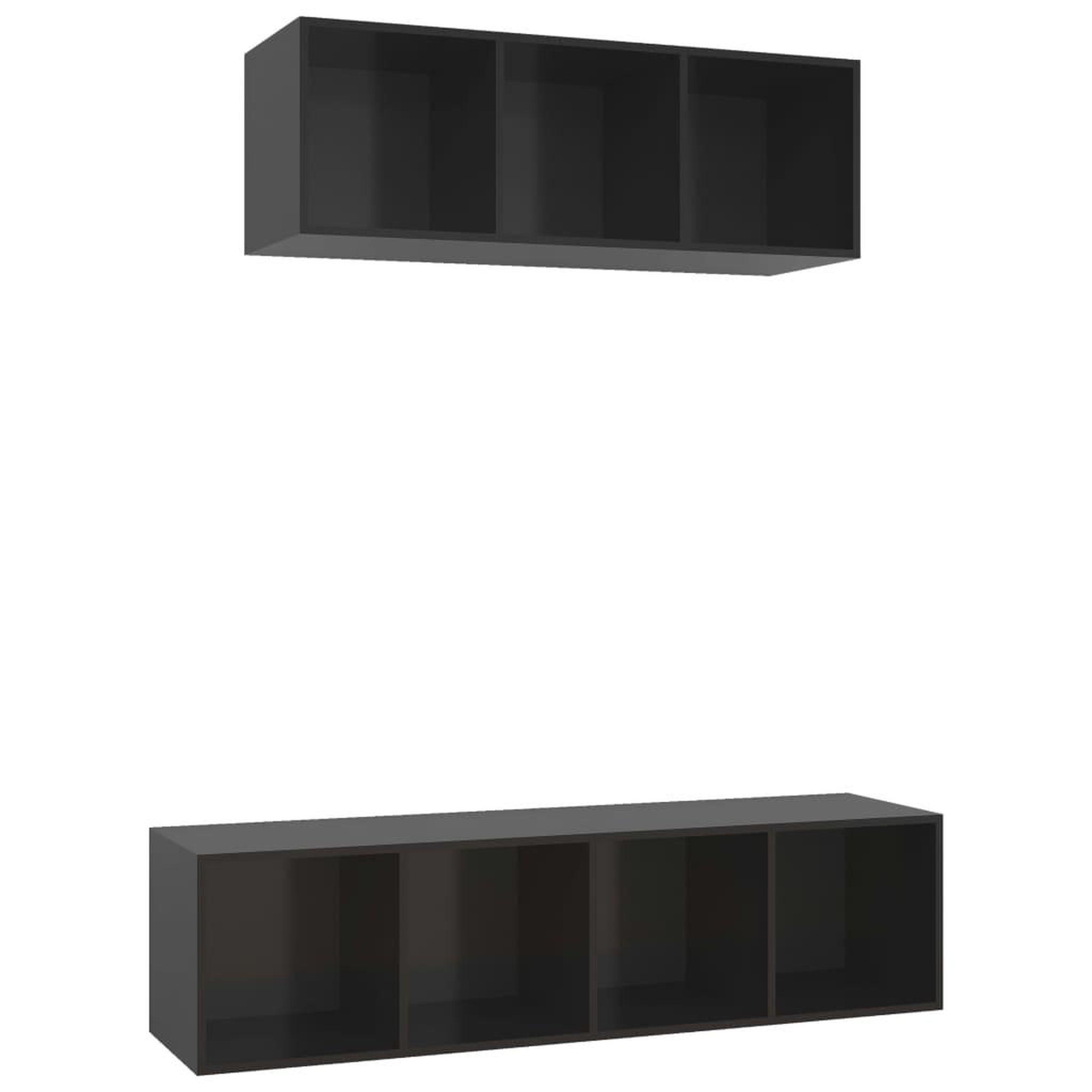 Voir la diapositive 2 : VIDAXL Ensemble de meubles TV 2 pcs Noir brillant Bois d'ingenierie