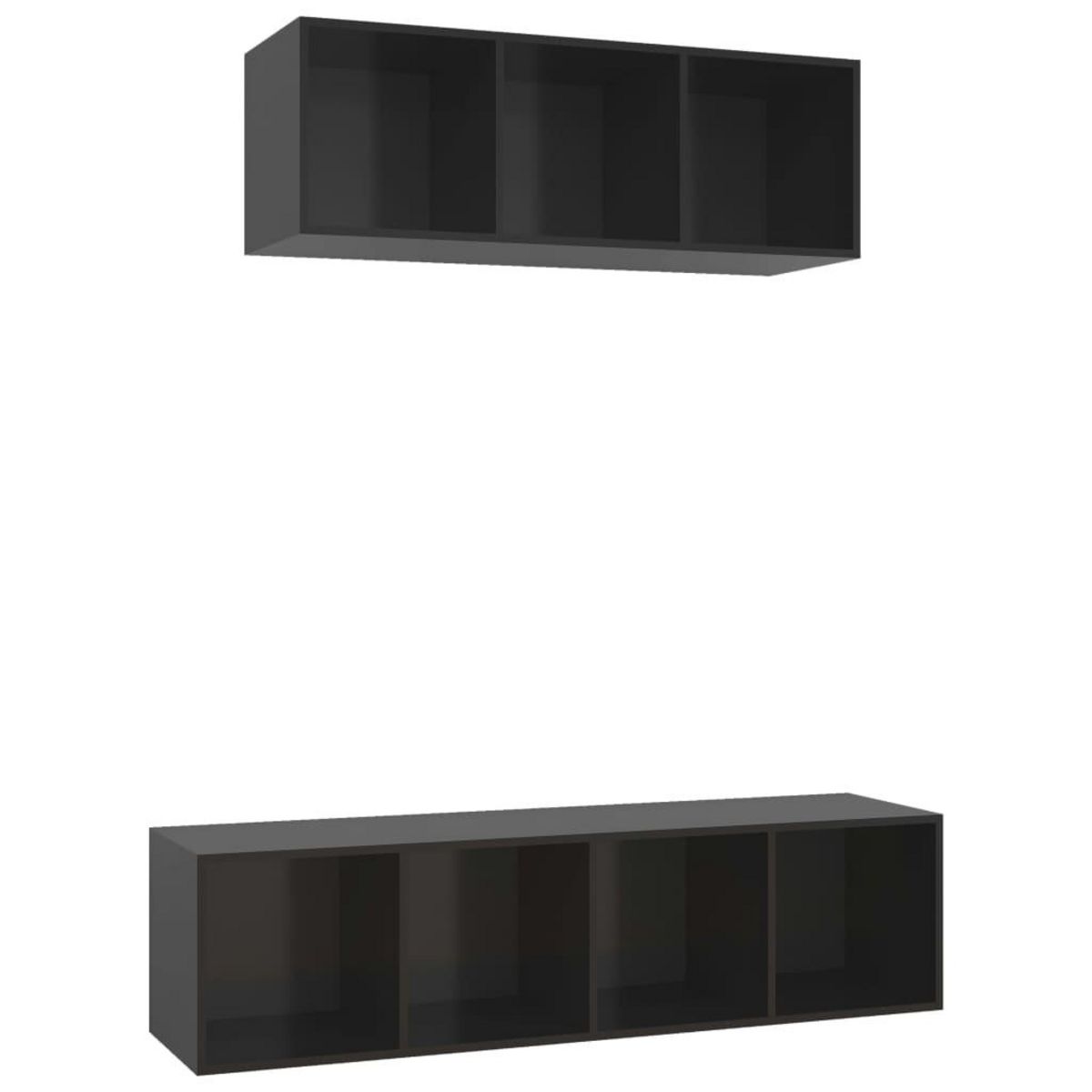 VIDAXL Ensemble de meubles TV 2 pcs Noir brillant Bois d'ingenierie