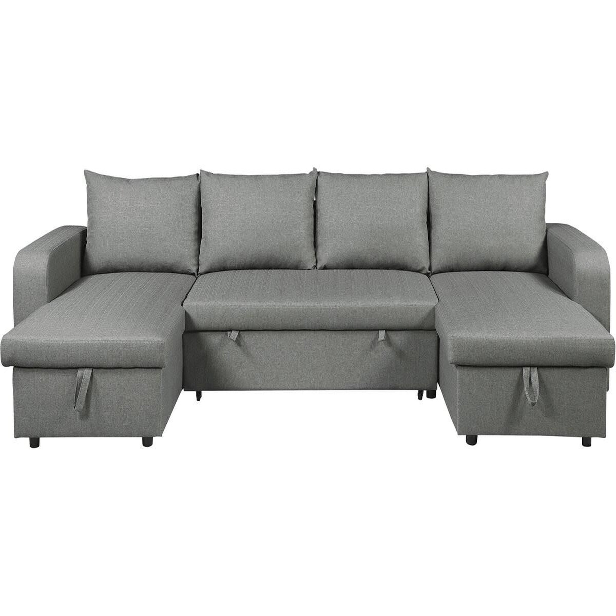 Habitat et Jardin Canapé d'angle panoramique convertible en tissu  victor  - 4 places - gris