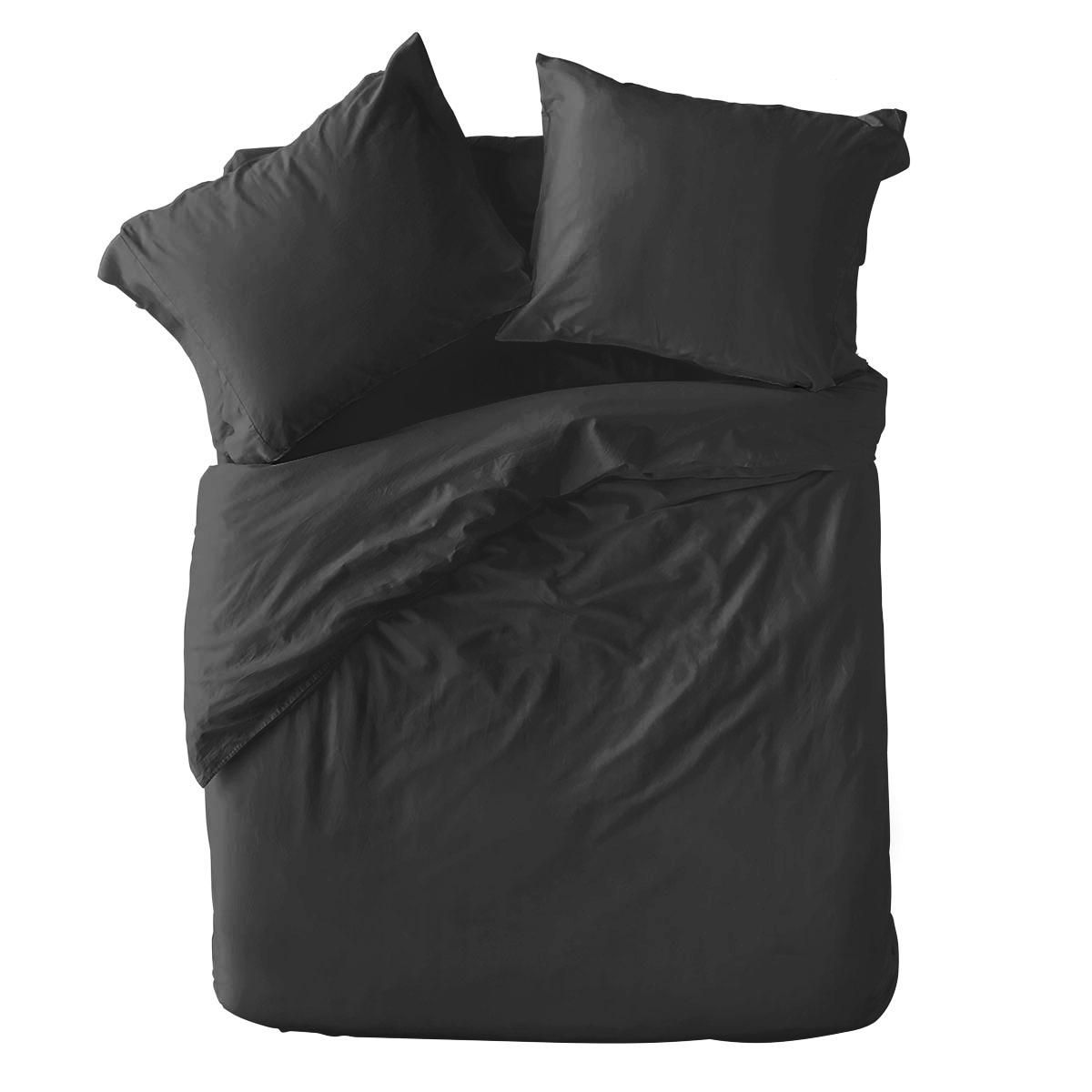 DODO Pack housse de couette + Taie(s) d'oreiller Coton thermorégulé Gris acier