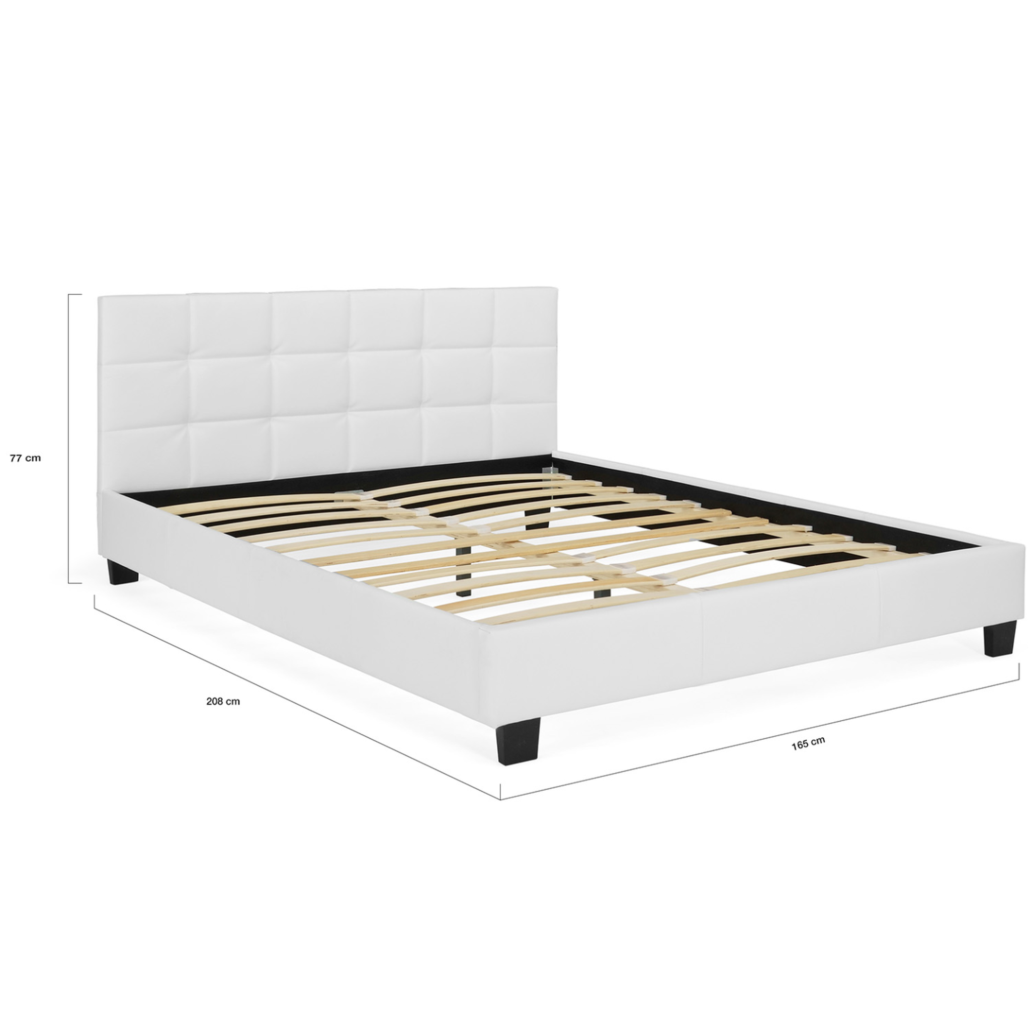 Voir la diapositive 4 : ID MARKET Lit double charlotte avec tête de lit et sommier 160 x 200 cm pvc blanc