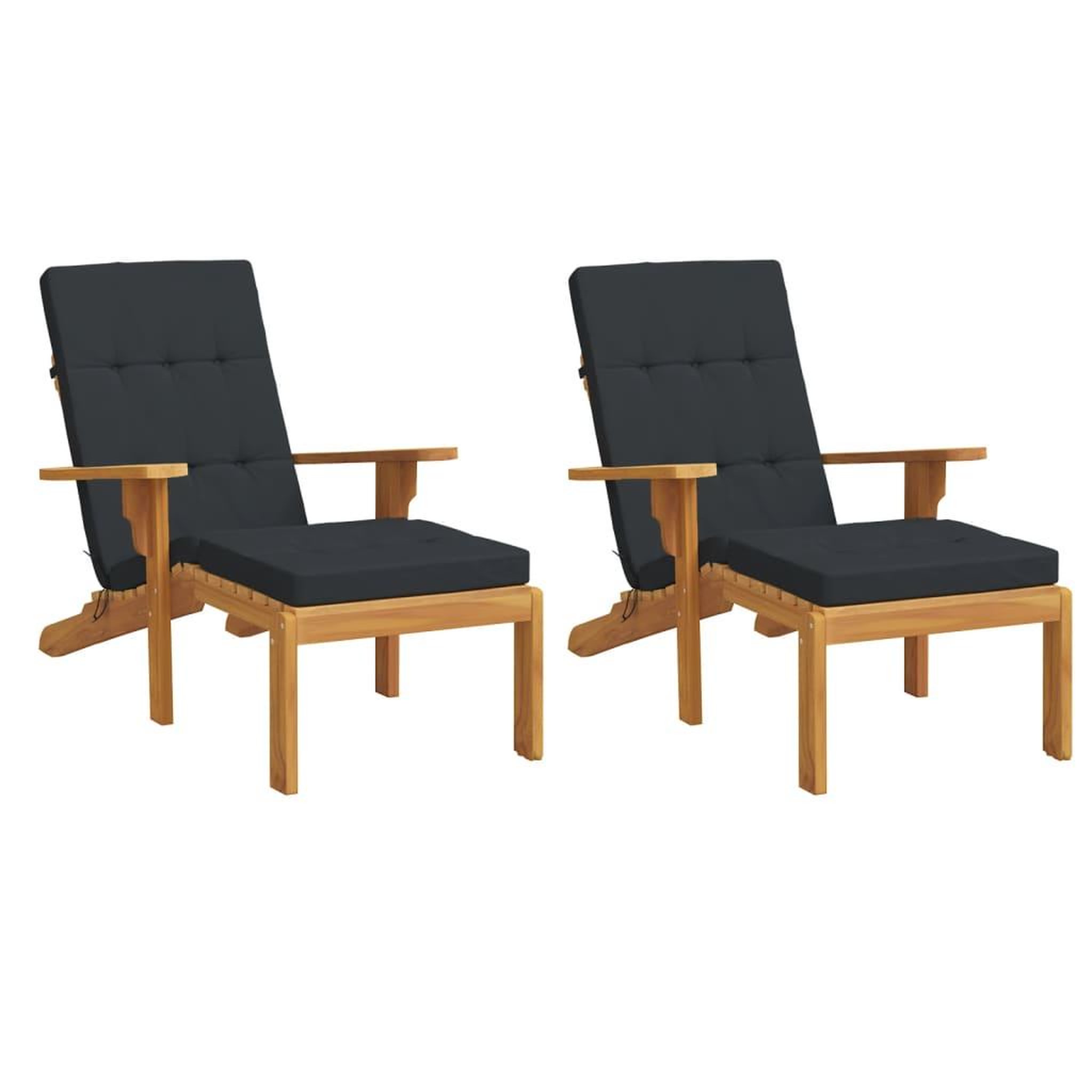 Voir la diapositive 3 : VIDAXL Coussins de chaise longue lot de 2 noir tissu oxford