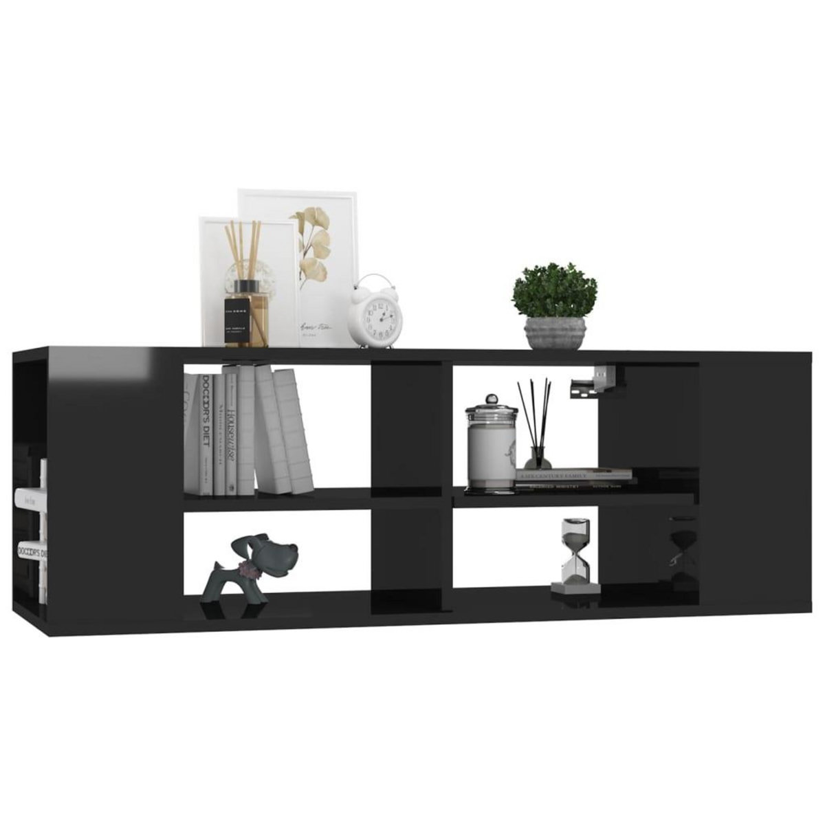 VIDAXL Meuble TV mural Noir brillant 102x35x35 cm Bois d'ingenierie