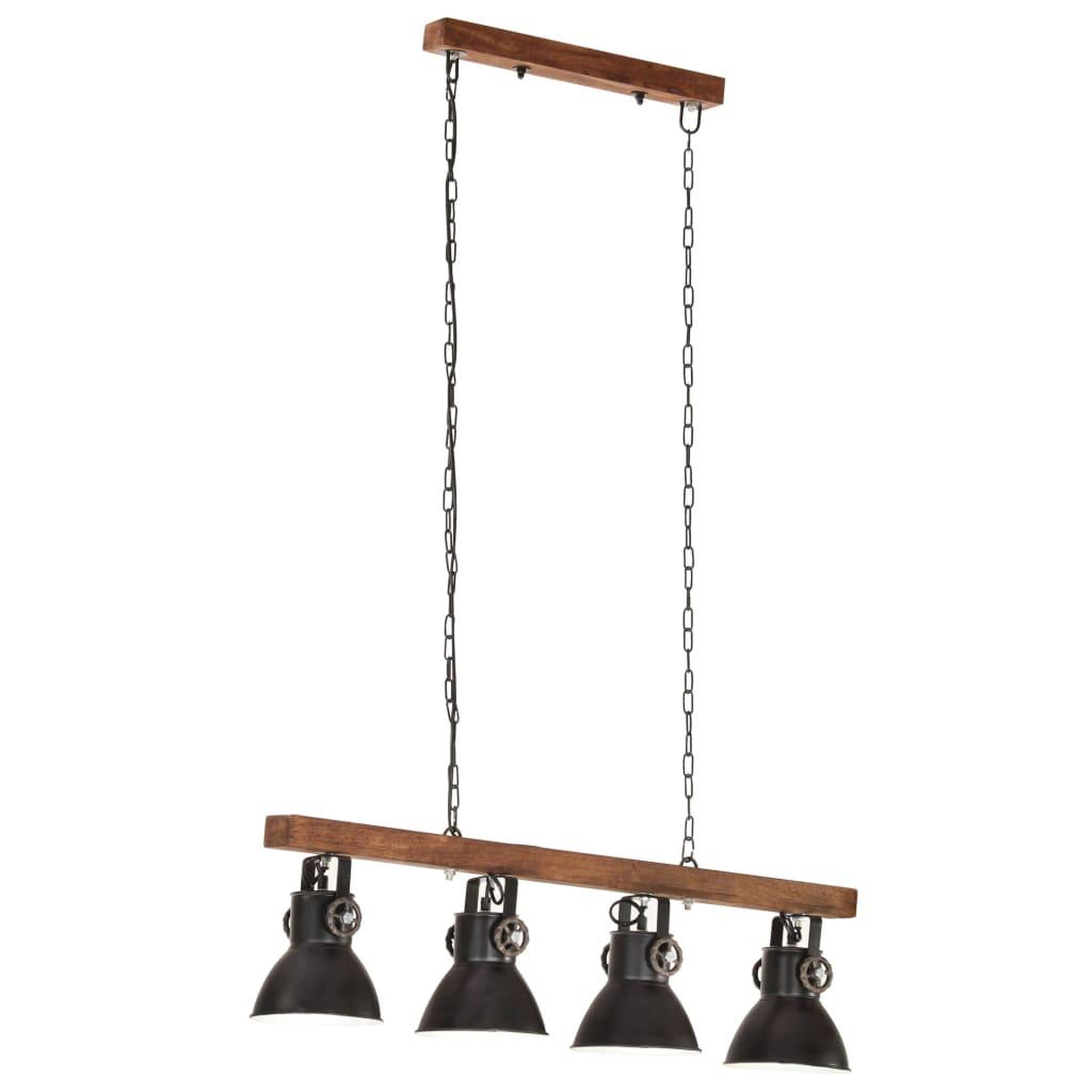 Voir la diapositive 2 : VIDAXL Plafonnier industriel Noir E27 Bois de manguier