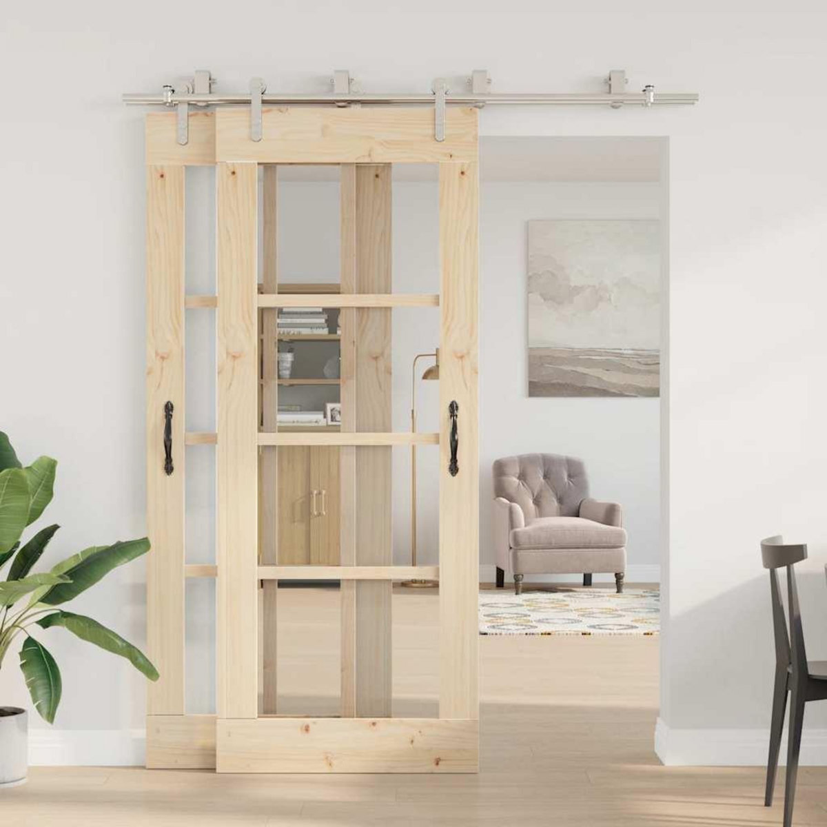 VIDAXL Kit fixation porte coulissante 183 cm Acier inoxydable Argente