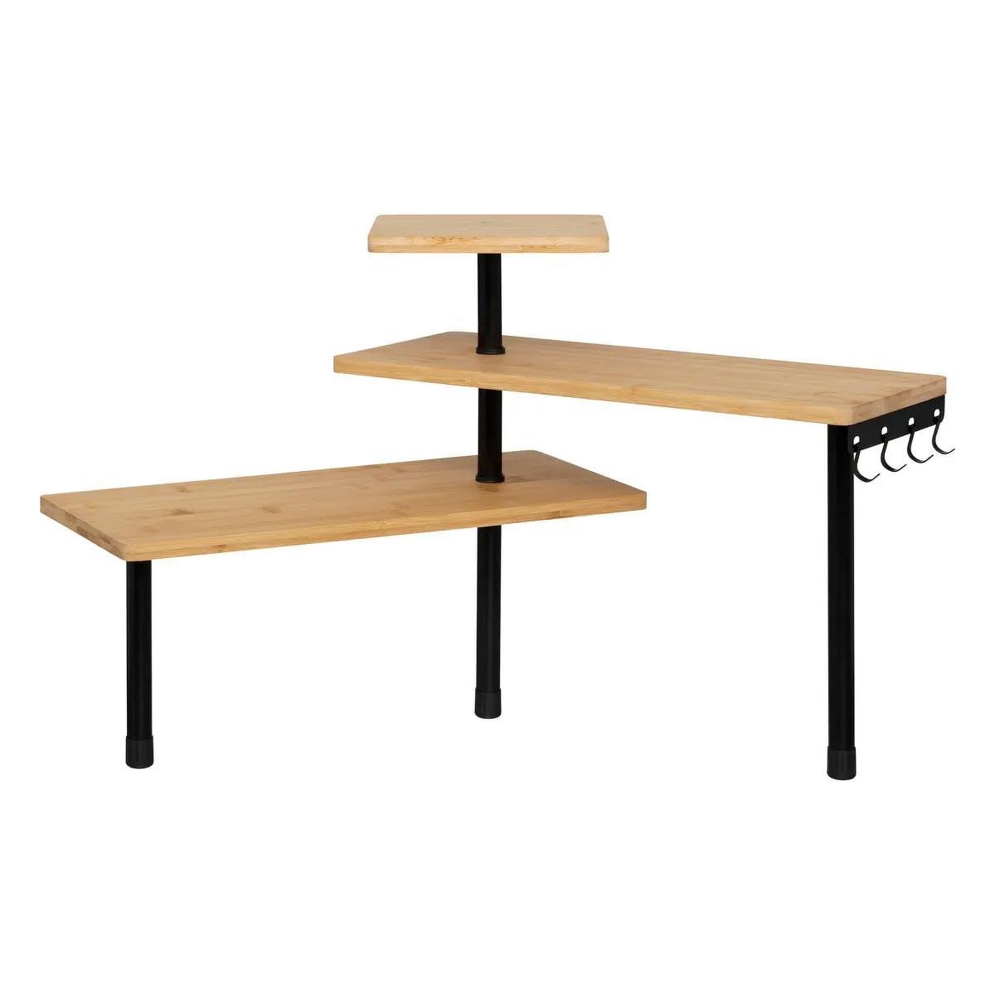 Voir la diapositive 3 : FIVE Étagère d'Angle de Cuisine 3 Niveaux  Bambou  43cm Naturel & Noir