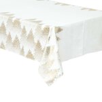 ATMOSPHERA Nappe de Noël rectangulaire motifs sapins - L. 140 x 240 cm - Blanc et doré