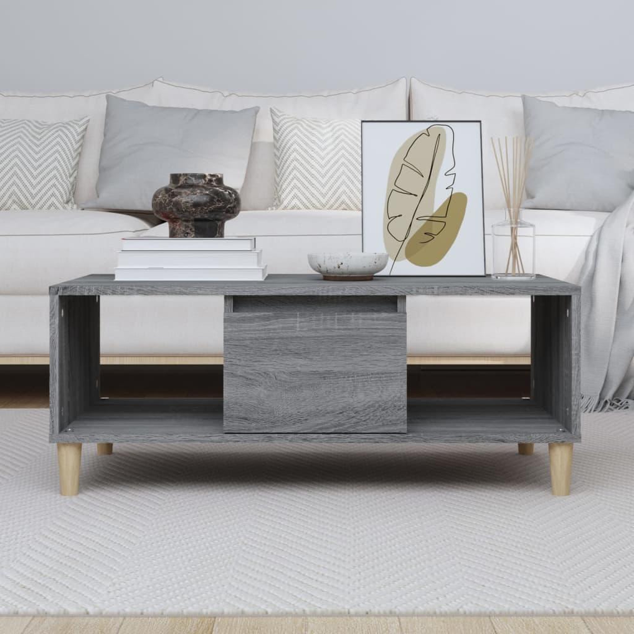 Voir la diapositive 3 : VIDAXL Table basse Sonoma gris 90x50x36,5 cm Bois d'ingenierie