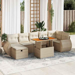 VIDAXL Salon de jardin avec coussins 5 pcs beige resine tressee acacia
