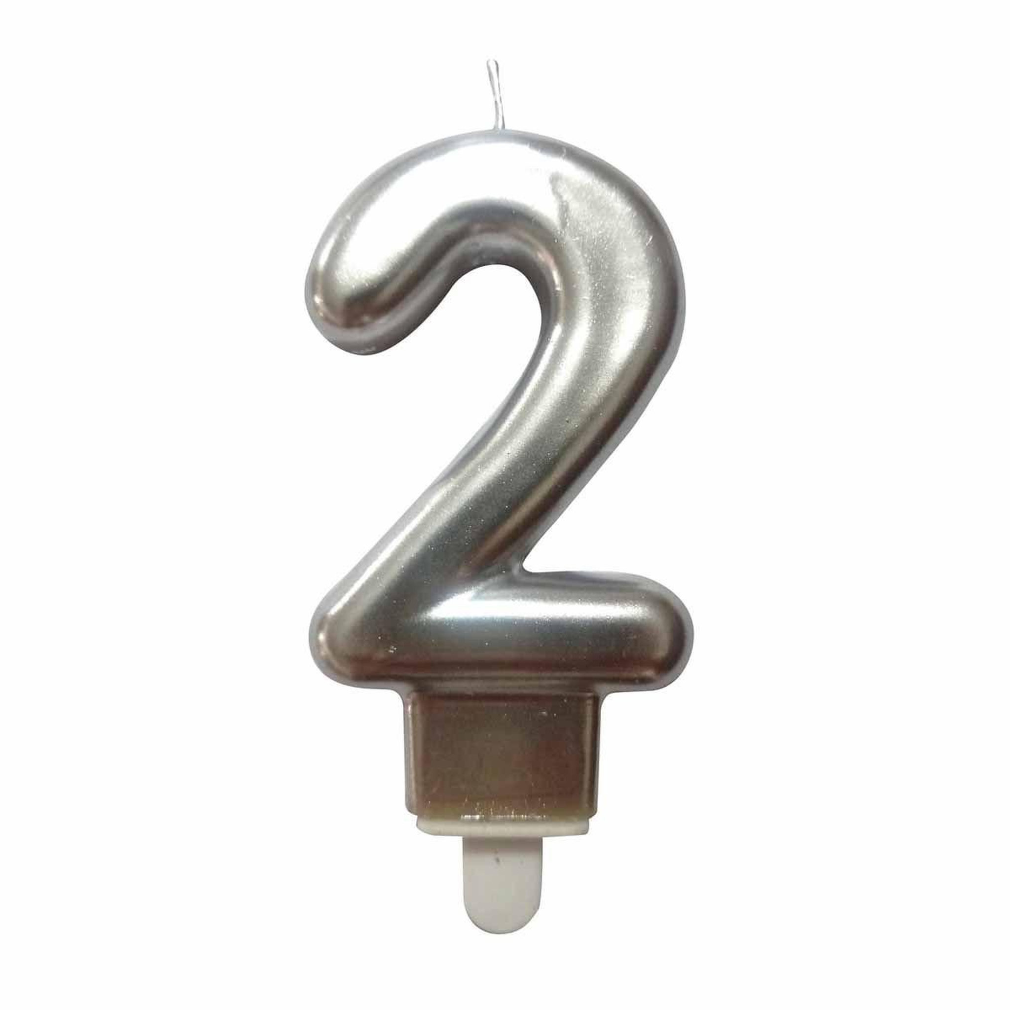 HOMEA Bougie d'Anniversaire  Chiffre 2  7cm Argent