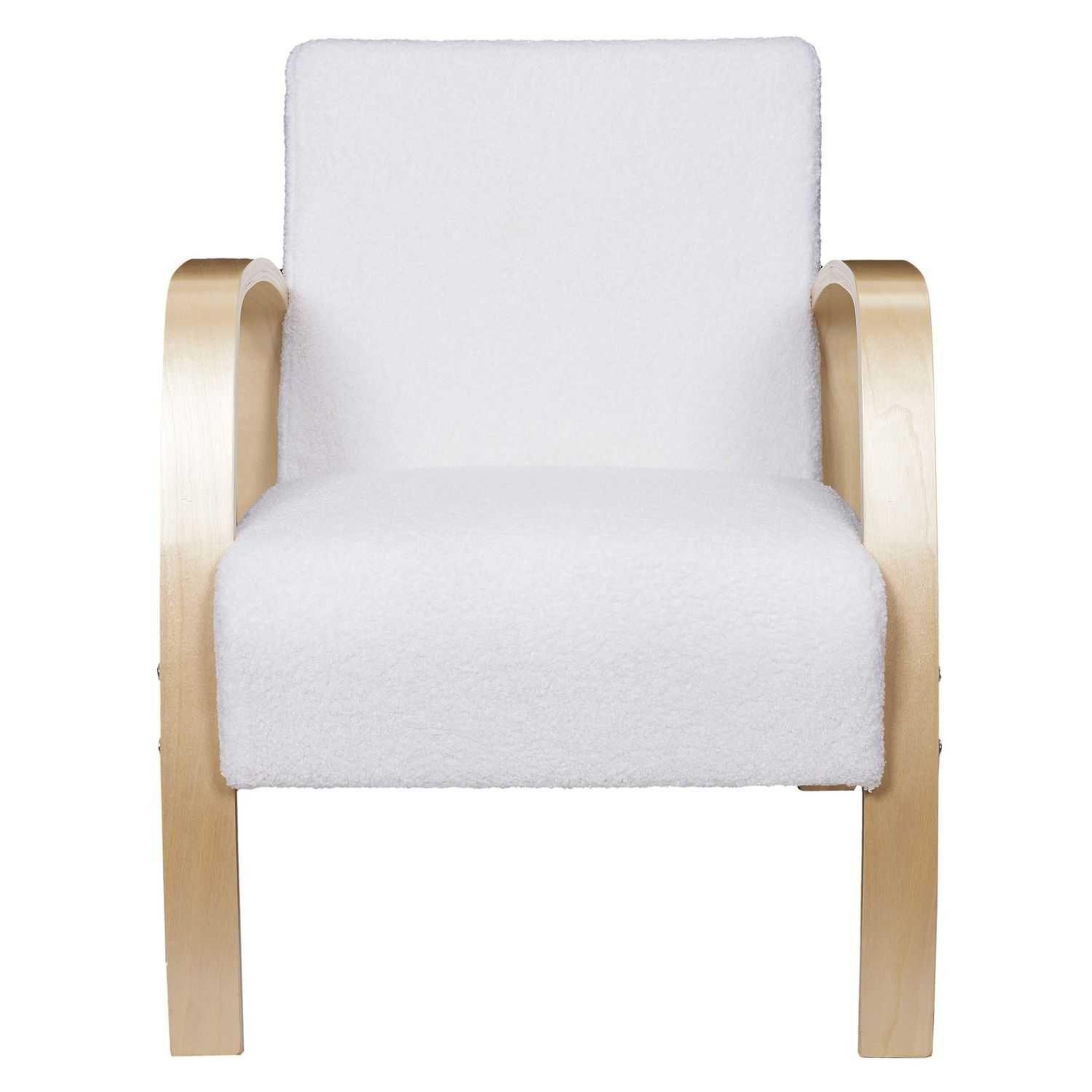 Voir la diapositive 3 : The Home Deco Factory Fauteuil de salon en bouclette Stavern - Blanc