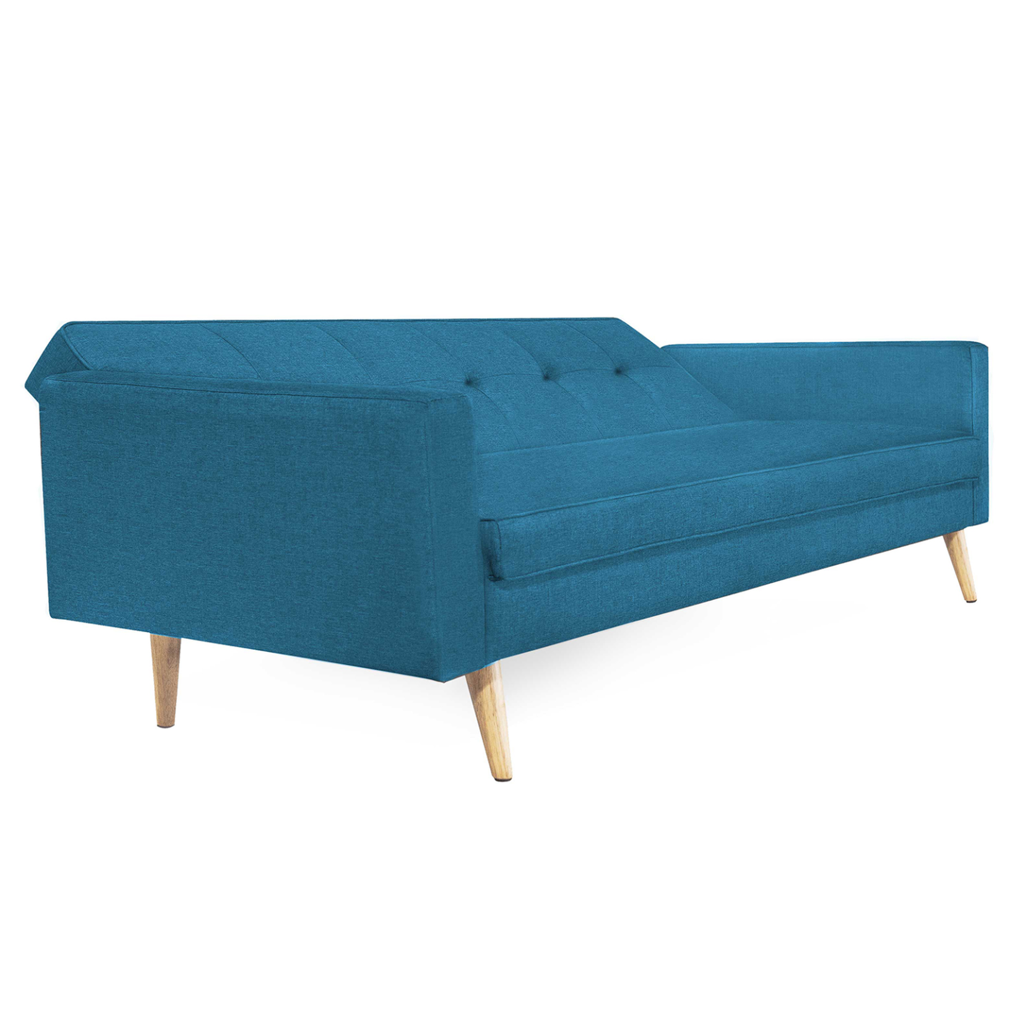 Voir la diapositive 5 : ID MARKET Canapé droit scandinave 3 places convertible lars en tissu bleu canard