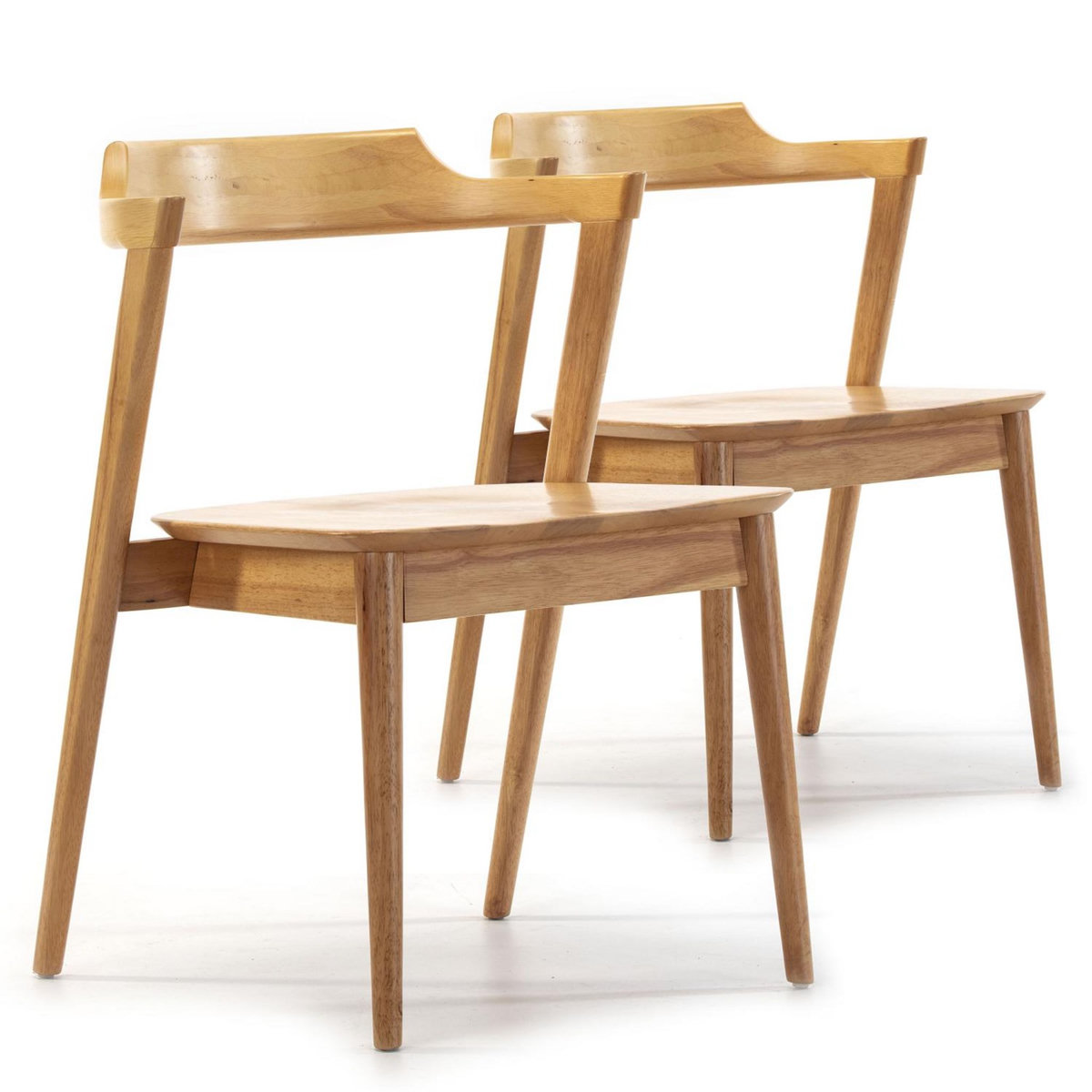 VS VENTA-STOCK Pack 2 chaises Venus, Couleur Chêne, Bois Massif, 58 cm x 57,5 cm x 76 cm