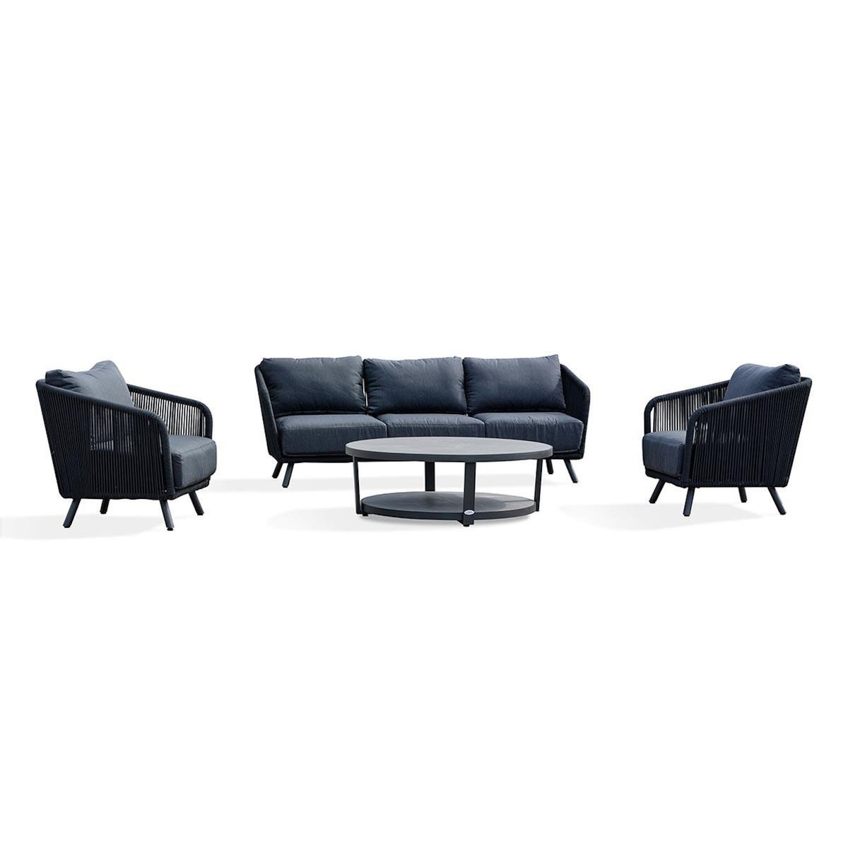 Paris Prix Salon de Jardin 5 Places  Biarritz  225cm Noir & Anthracite