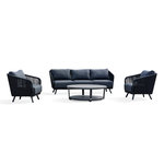 Paris Prix Salon de Jardin 5 Places  Biarritz  225cm Noir & Anthracite