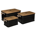 ATMOSPHERA Lot de 3 Malles Design en Métal  Cuba  60cm Noir