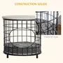PAWHUT Panier chat cosy grand confort table basse 2 en 1 coussin amovible acier noir panneaux particules aspect bois gris