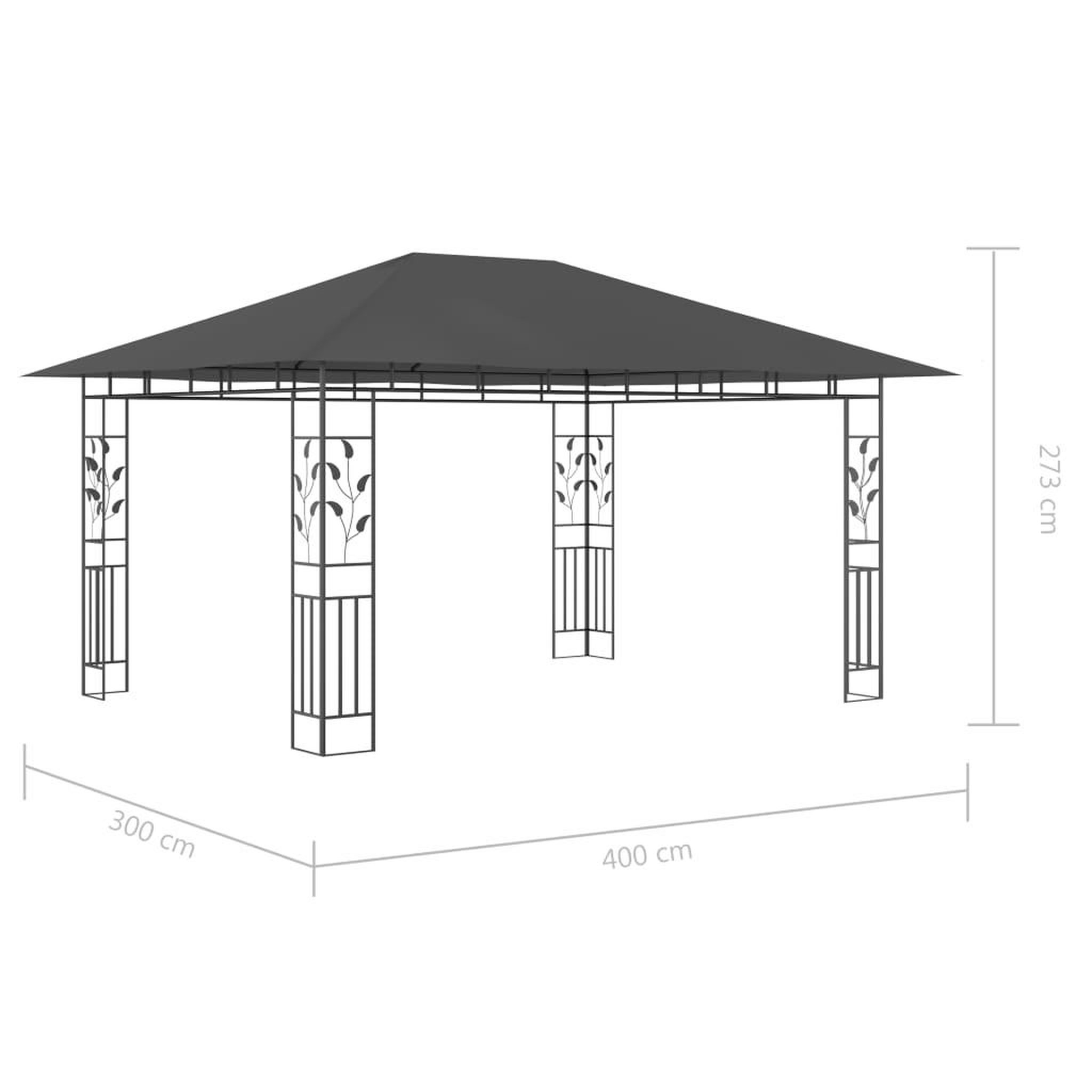 Voir la diapositive 6 : VIDAXL Tonnelle avec moustiquaire et lumieres led 4x3x2,73m anthracite