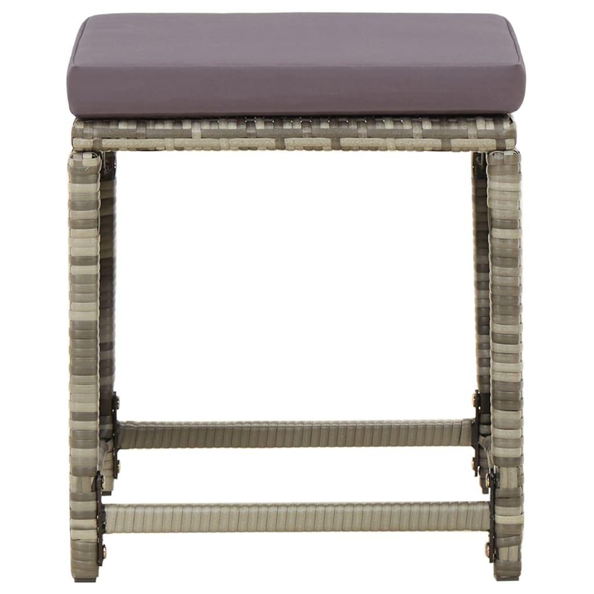Voir la diapositive 3 : VIDAXL Tabourets de jardin lot de 4 avec coussins Resine tressee Gris