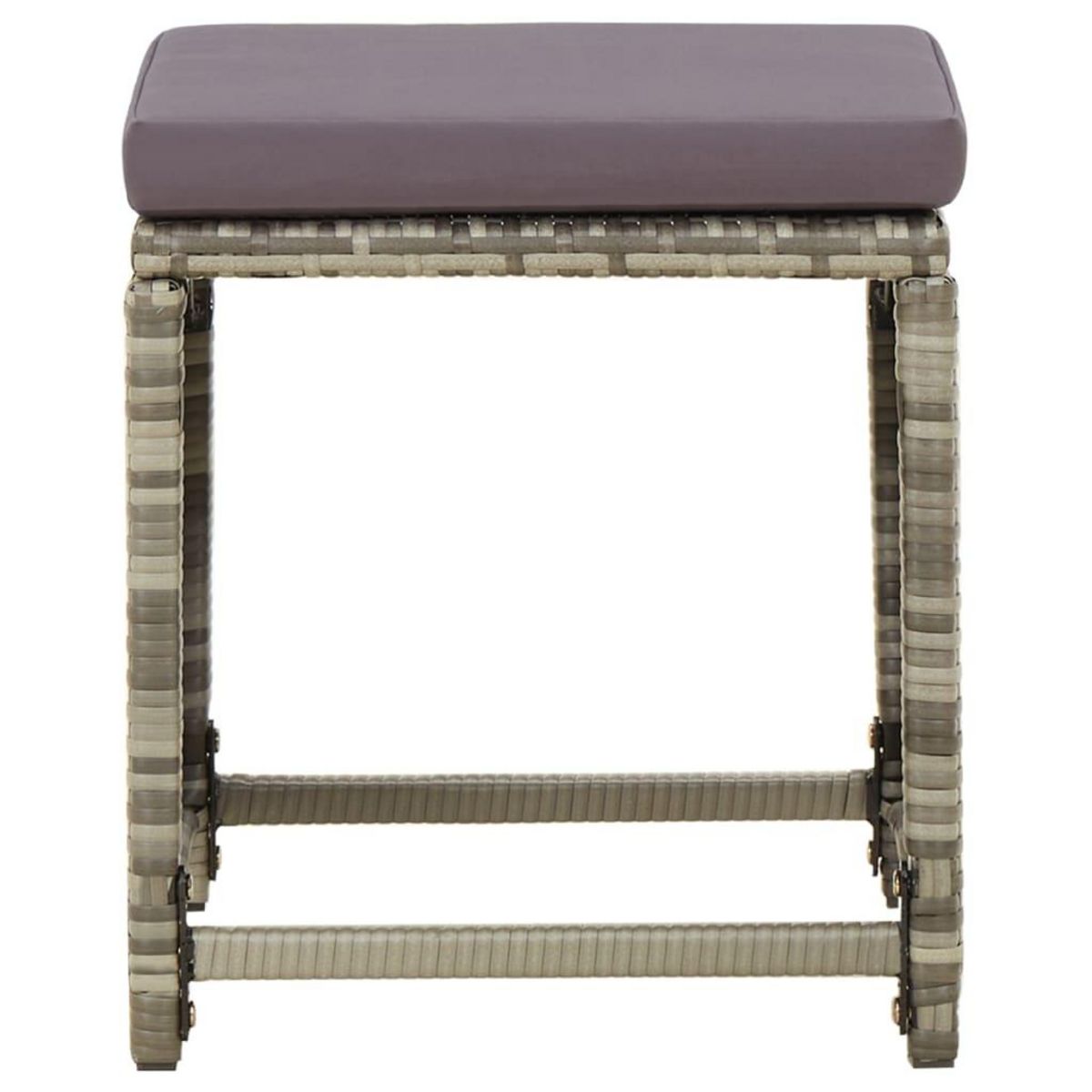 VIDAXL Tabourets de jardin lot de 4 avec coussins Resine tressee Gris