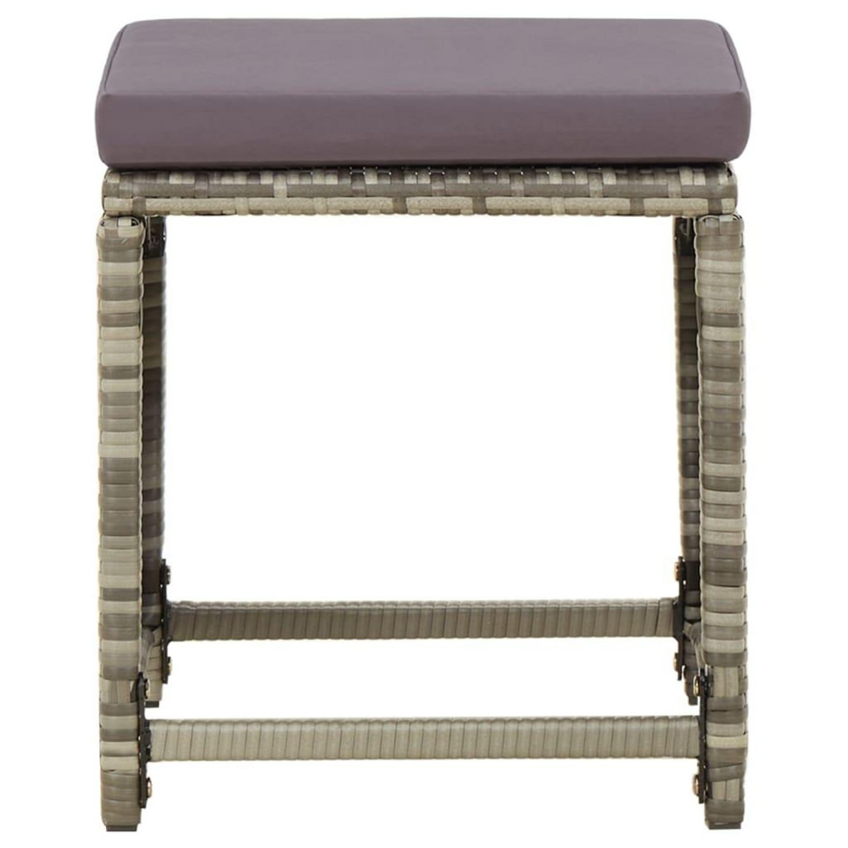 VIDAXL Tabourets de jardin lot de 4 avec coussins Resine tressee Gris