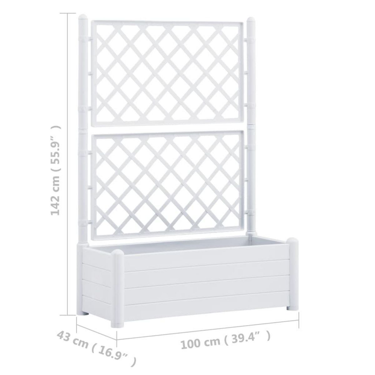 VIDAXL Jardiniere avec treillis 100x43x142 cm PP Blanc